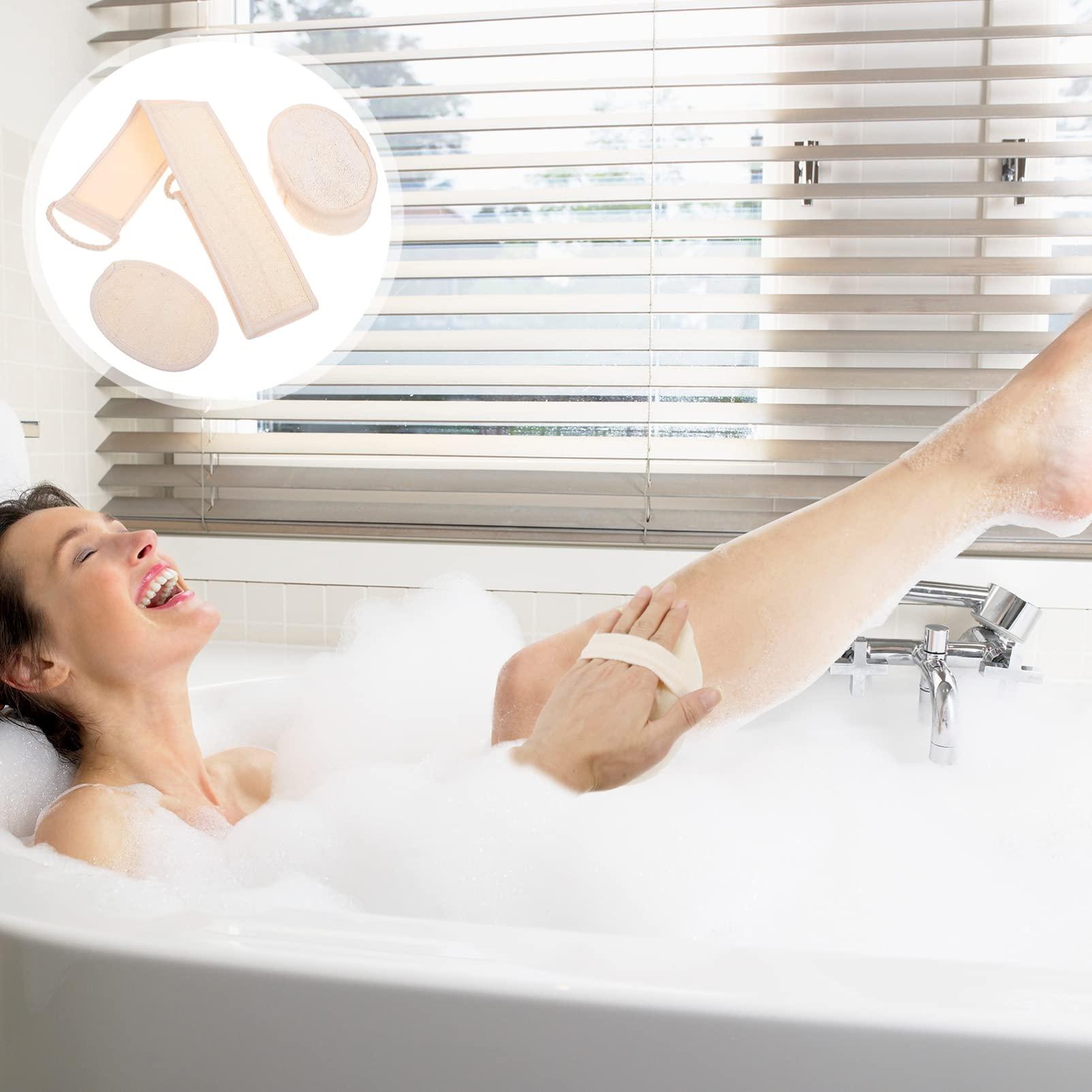 Angoily Angoily 9 Pcs Loofah Bath Towel Exfoliating Scrub Pads Bath Loofah Sponges for Shower Washcloth Soap Grout Animal Dove Body Wash Net Sand Dishwashing Beige Cotton