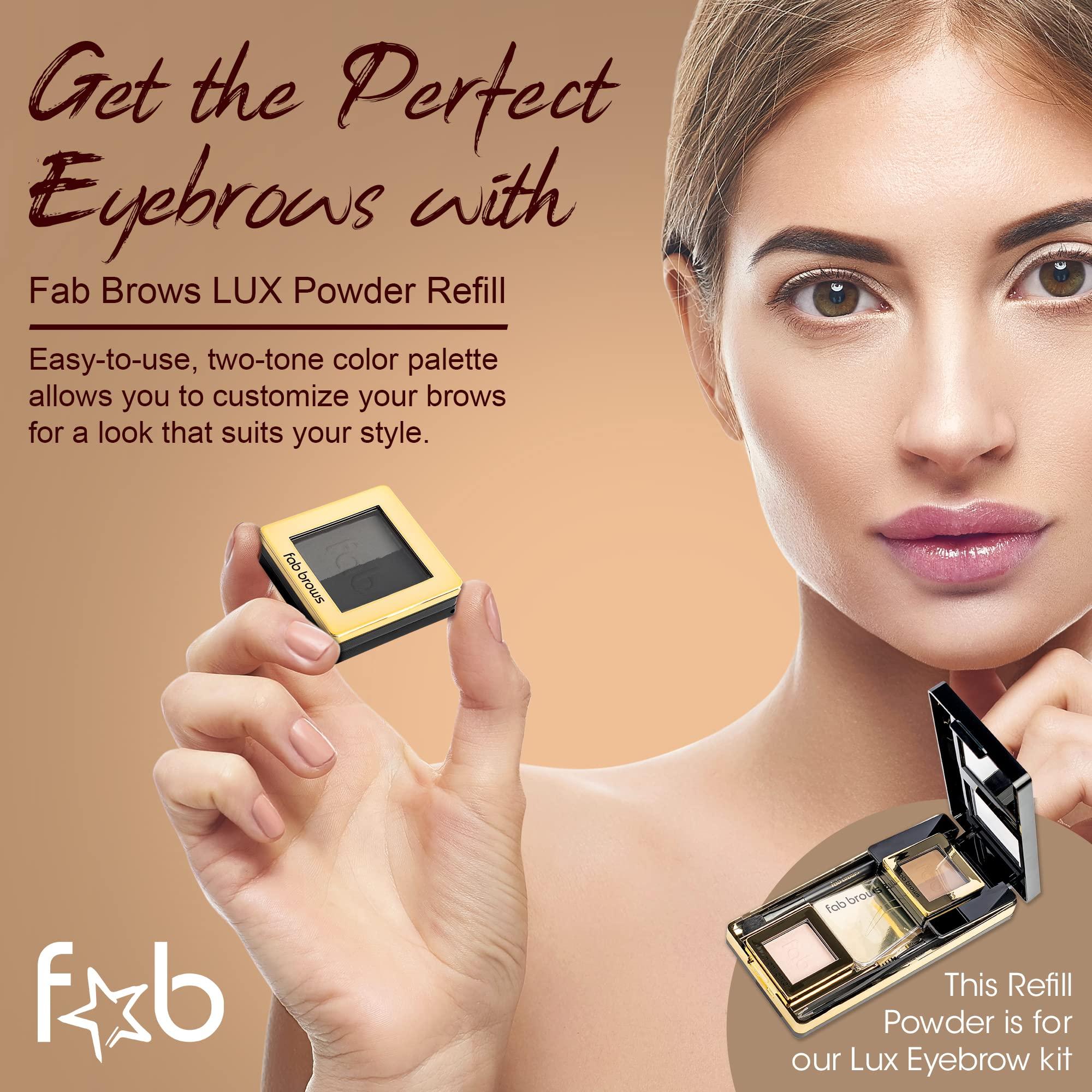 Fab Brows Lux Eyebrow Kit Refill Powder - Soft and Natural Eyebrow Definition for Slate/Black Brows On-The-Go