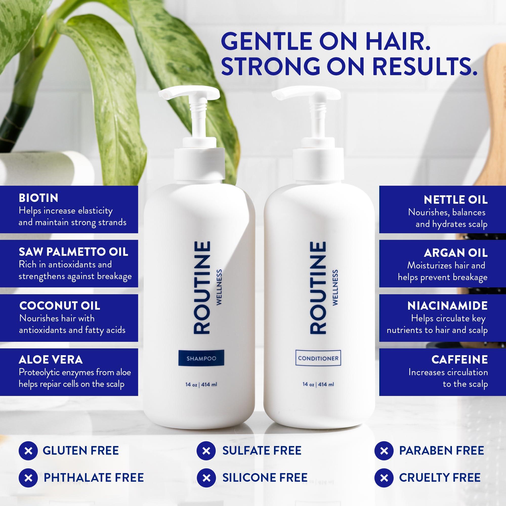 Routine Wellness Routine Wellness Anti-Thinning Shampoo and Conditioner Set for Thinning Hair - Biotin DHT Blocker Women & Men - Color Safe Shampoo for Hair Loss & Healthier Growth - Unscented (Pack of 2)