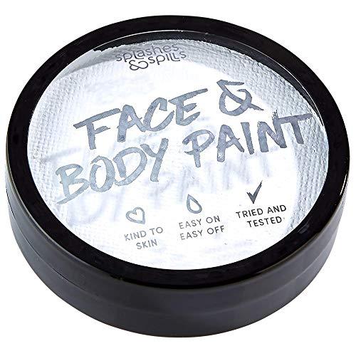 splashes & spills Face and Body Paint Cream - White, 18g Cake Tub - Pretend Costume and Dress Up Makeup by Splashes & Spills