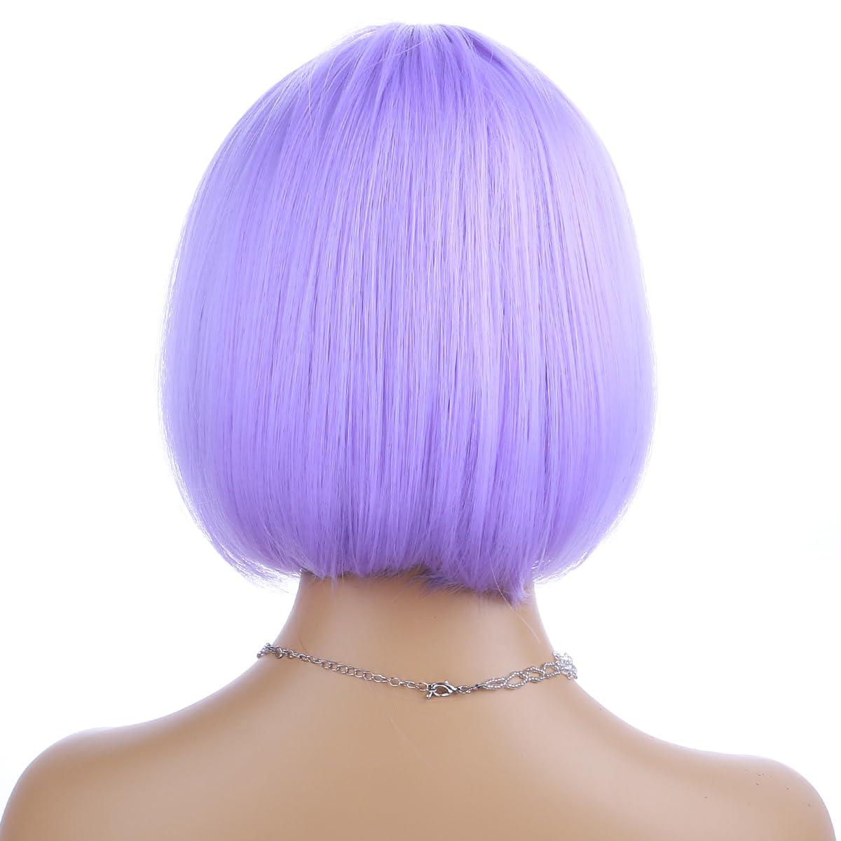 PATTNIUM PATTNIUM Purple Bob Wig for Women Short Purple Wigs Straight Middle Part Light Purple Hair Wig Natural Looking Heat Resistant Synthetic Wig