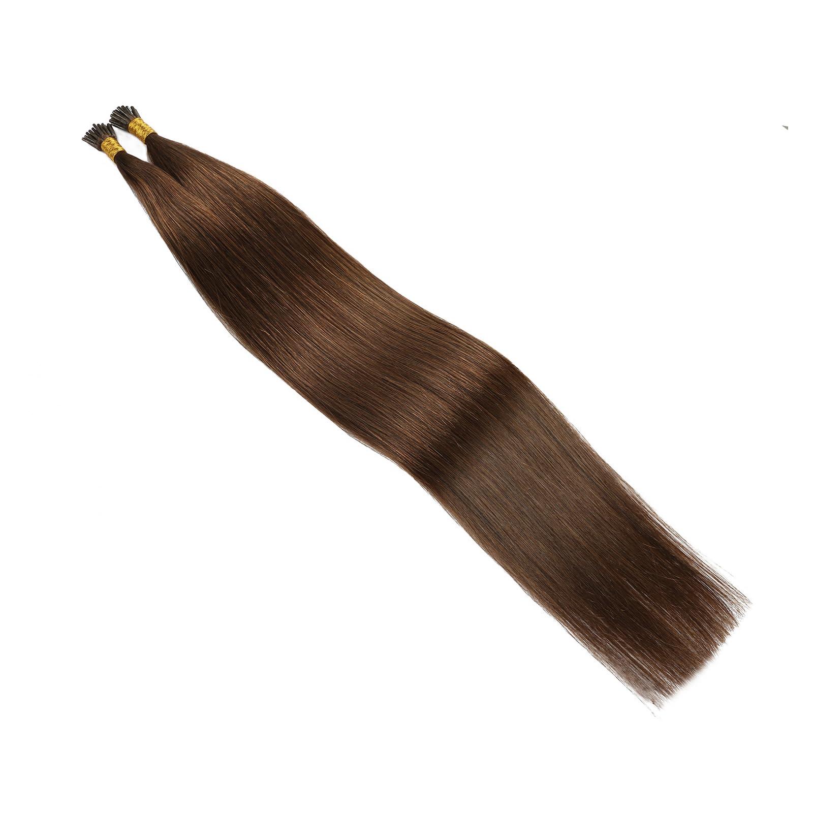 RIBONI Pre Bonded Keratin Hair Extensions Human Hair I Tip Cold Fusion Real Human Hair Extensions 50Strands Remy Straight Human Hair Extensions 1g/1s