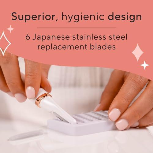 Finishing Touch Flawless Finishing Touch Flawless Dermaplane Glo Sonic Lighted Facial Exfoliator, Electric Vibrating Dermaplane Razor for Dermaplaning, Facial Hair Removal, 6 Replacement Heads