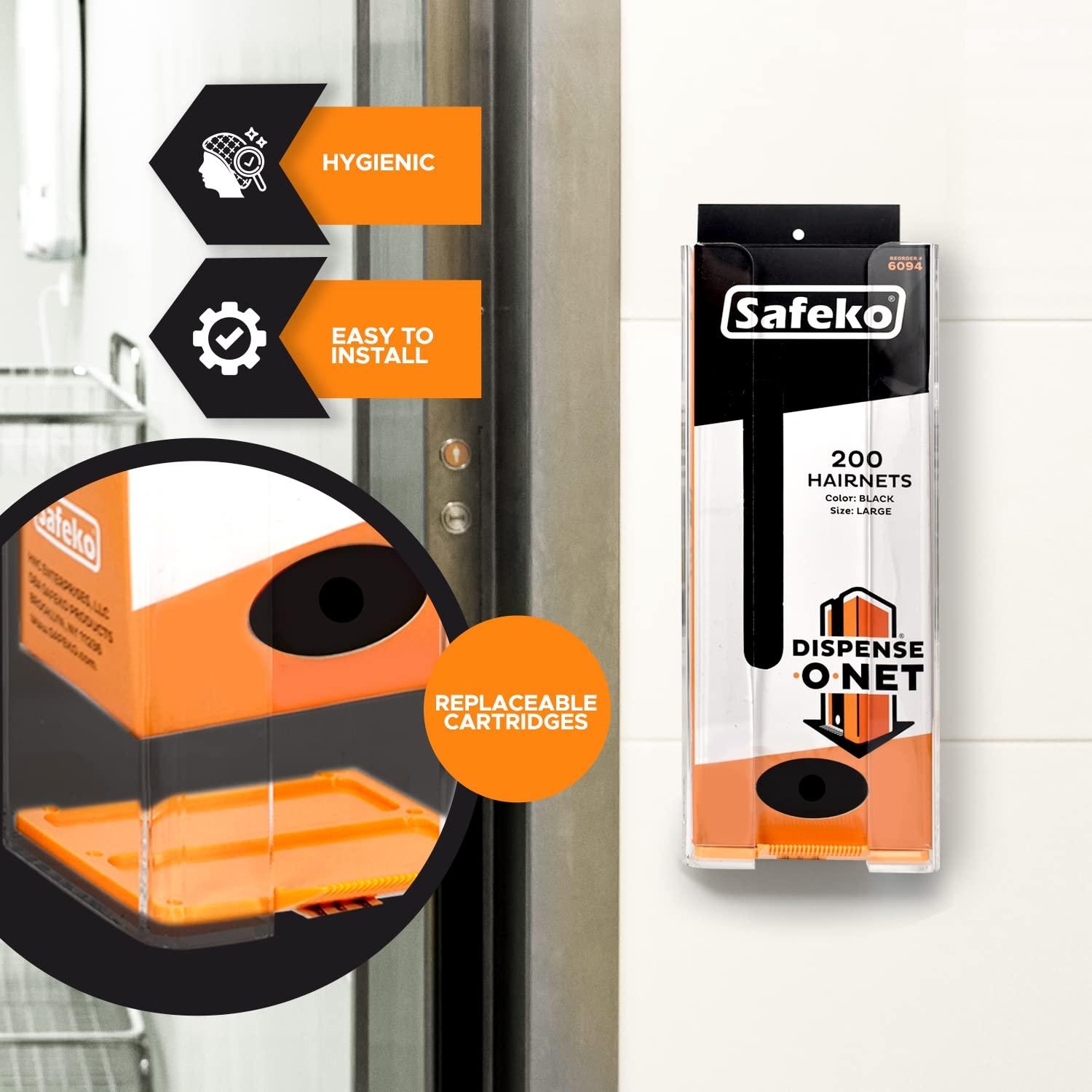 SAFEKO SAFEKO Dispense-O-Net Hairnet Dispenser & Wall Mount | Black Hairnets + Wall Mount | Lightweight Nylon Hairnets | Latex-Free