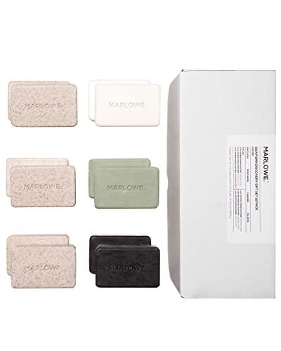 MARLOWE. M BLEND MARLOWE. Soap Bar Discovery Gift Set, Mens Skin Care Variety Selection of Exfoliating Body Scrub, Charcoal, Moisturizing & Polishing Body Bar Soaps for Men, 12 Pack
