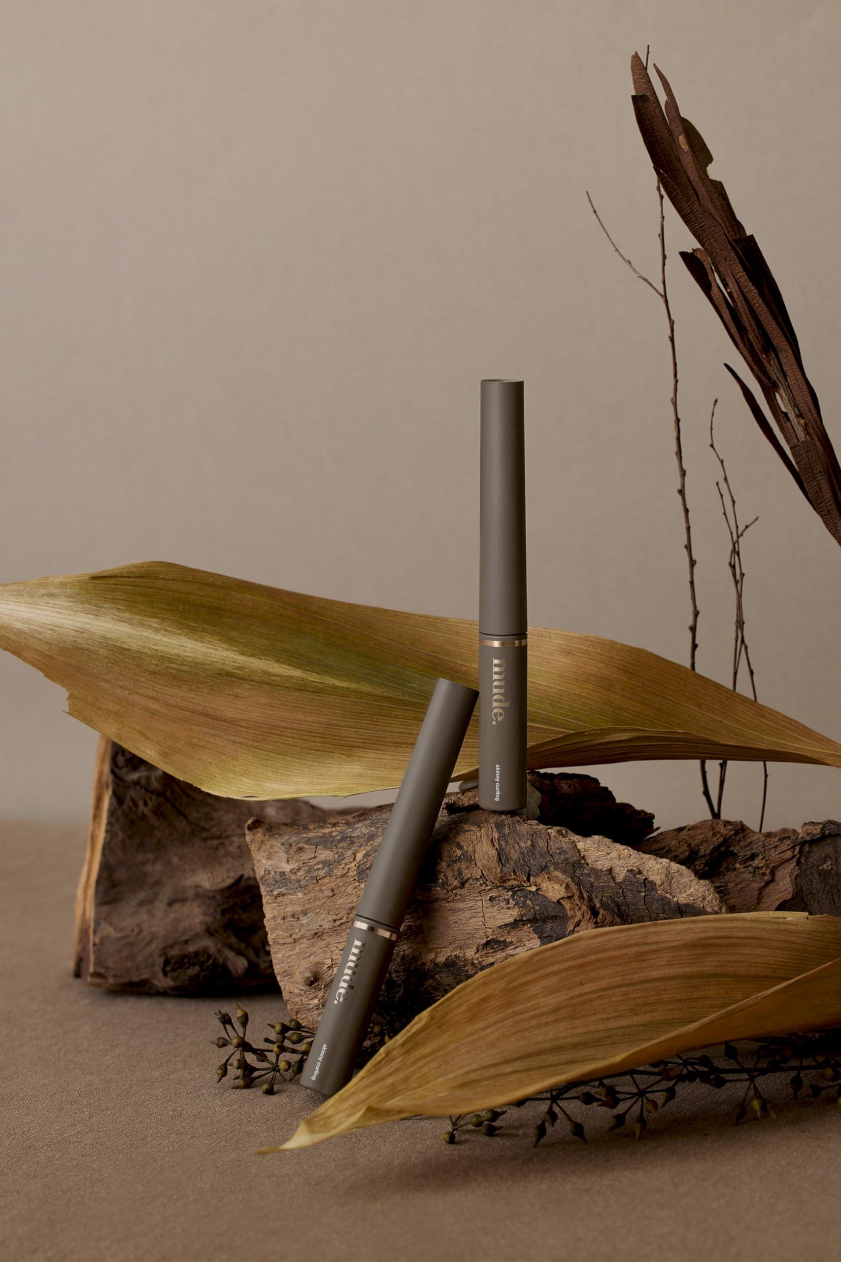 mude mude Inspire Skinny Curling & Multi-Fixer Volumizing Curling Mascara for Dramatic Lashes Smudge-Proof Water-Proof Stays on All Day (06 Deep Herb)