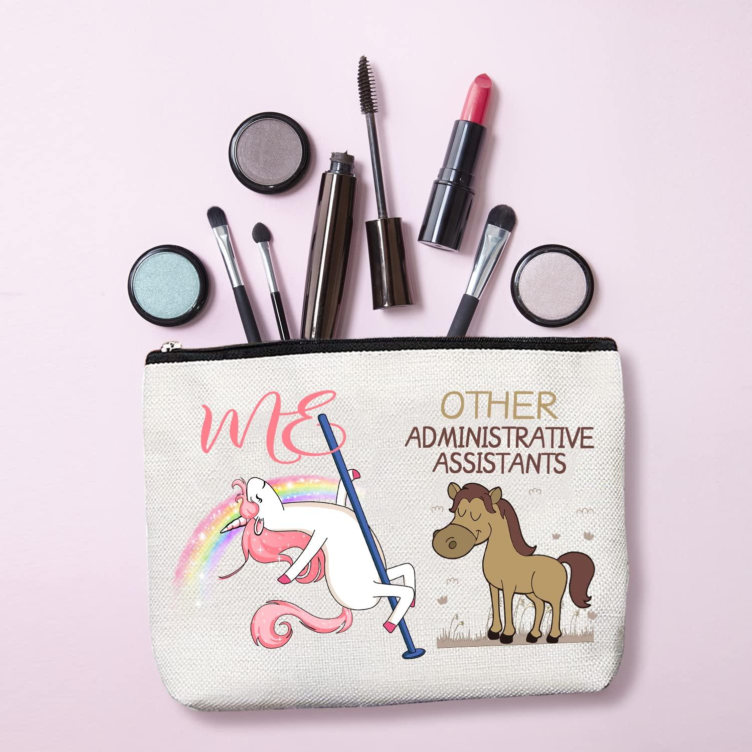 BoomBoomGifts Christmas Gifts for Admin Assistants,Admin Assistants Zipper Makeup Bag Cosmetic Pouch,Assistants Canvas Travel Toiletry Pouch,Admin Assistants Compact Mirror,Administrative Assistants Gift