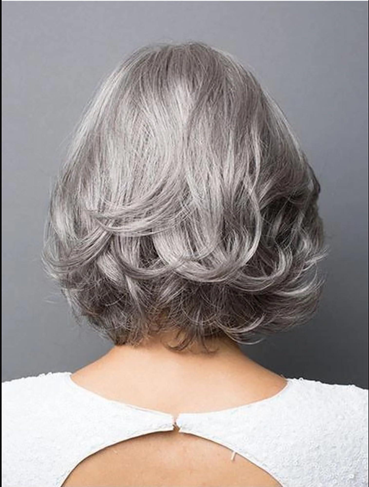 ccXrC ccXrC Short Gray Bob Wigs for Women Lace Front Silver Grejhy Synthetic WigsNatural Looking Short Gray Hair Wigs for White Women 10inch