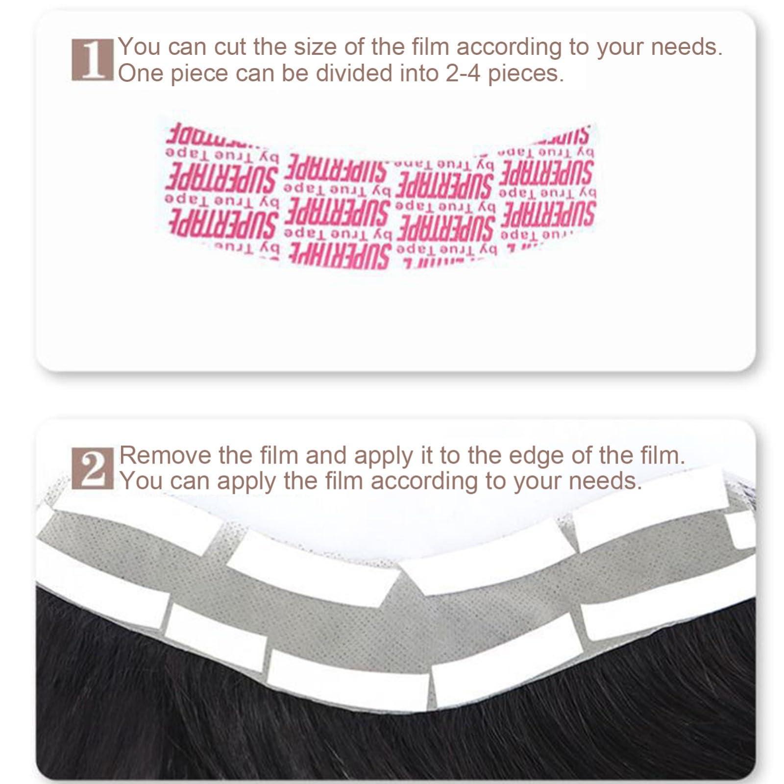 ZBYXPP ZBYXPP Men Forehead Hairline Toupee, Natural Black Hair Extension Hairline Loss Straight Tape in Human Hair(Black,2.2 * 15CM)