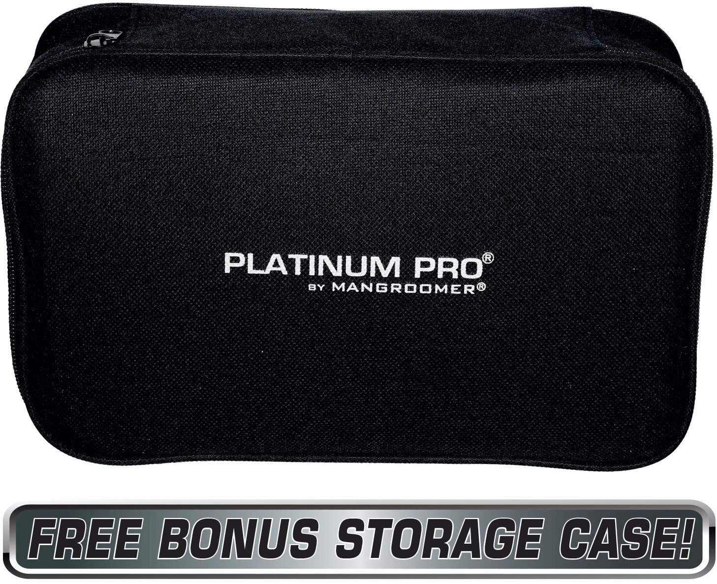 Platinum Pro MANGROOMER - PLATINUM PRO New Back Shaver with 3 Shock Absorber Flex Heads, Power Hinge, Extreme Reach Handle & Bonus Case! (Generation 8.0), 4 Piece Set