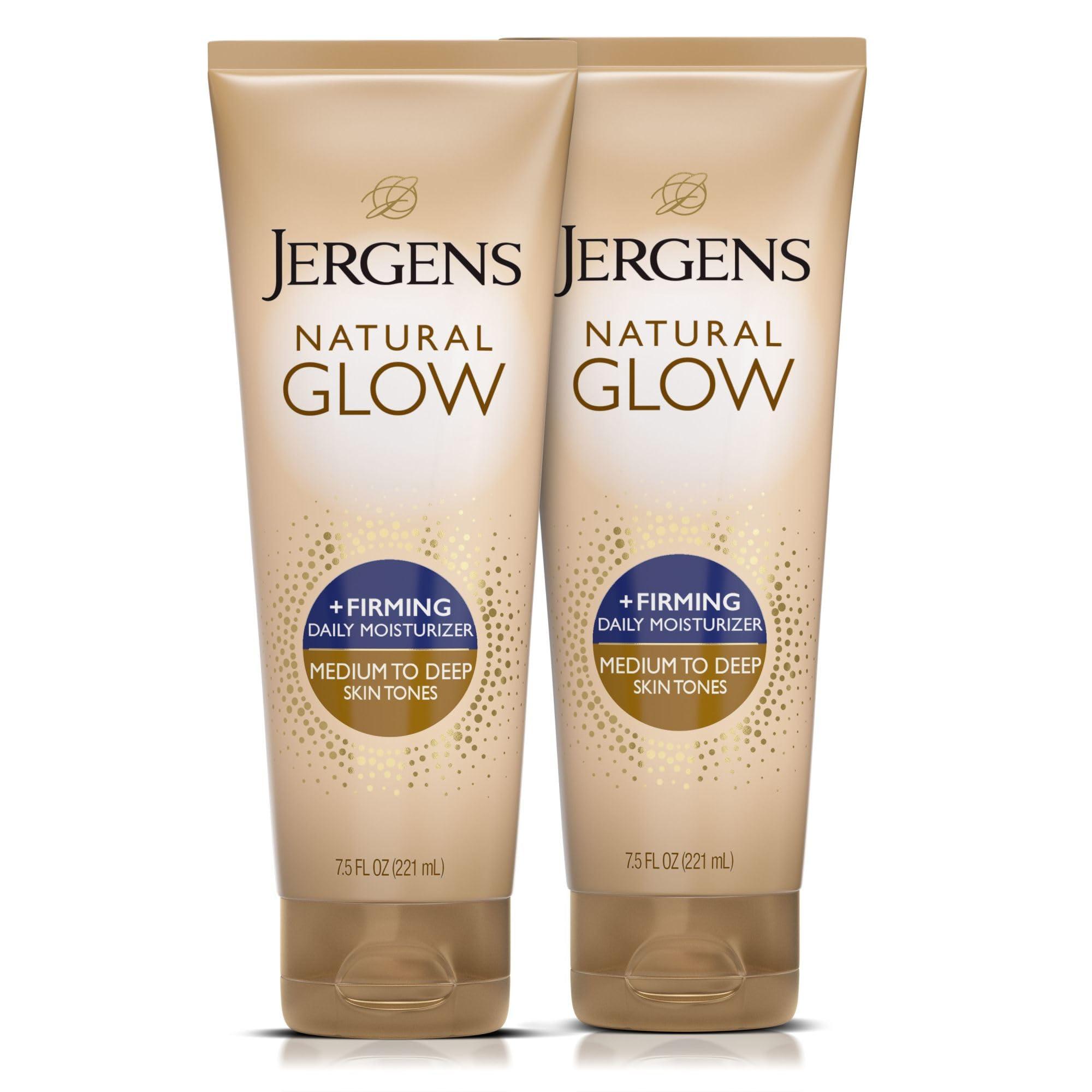 Jergens Jergens Natural Glow +Firming Self Tanner Body Lotion, Medium to Deep Skin Tone, Sunless Tanning Moisturizer with Collagen and Elastin, Helps to Visibly Reduce Cellulite, 7.5 Oz, Pack of 2