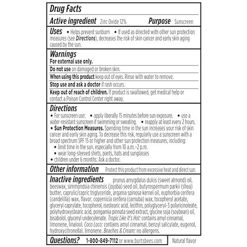 Burt\'s Bees Burt\'s Bees Island Getaway Sun Care SPF 30 Lip Balm Stocking Stuffers, Water-Resistant Lip Moisturizer Christmas Gifts, Nano-Free Zinc Oxide Formula, Natural Conditioning Lip Treatment (3-Pack)