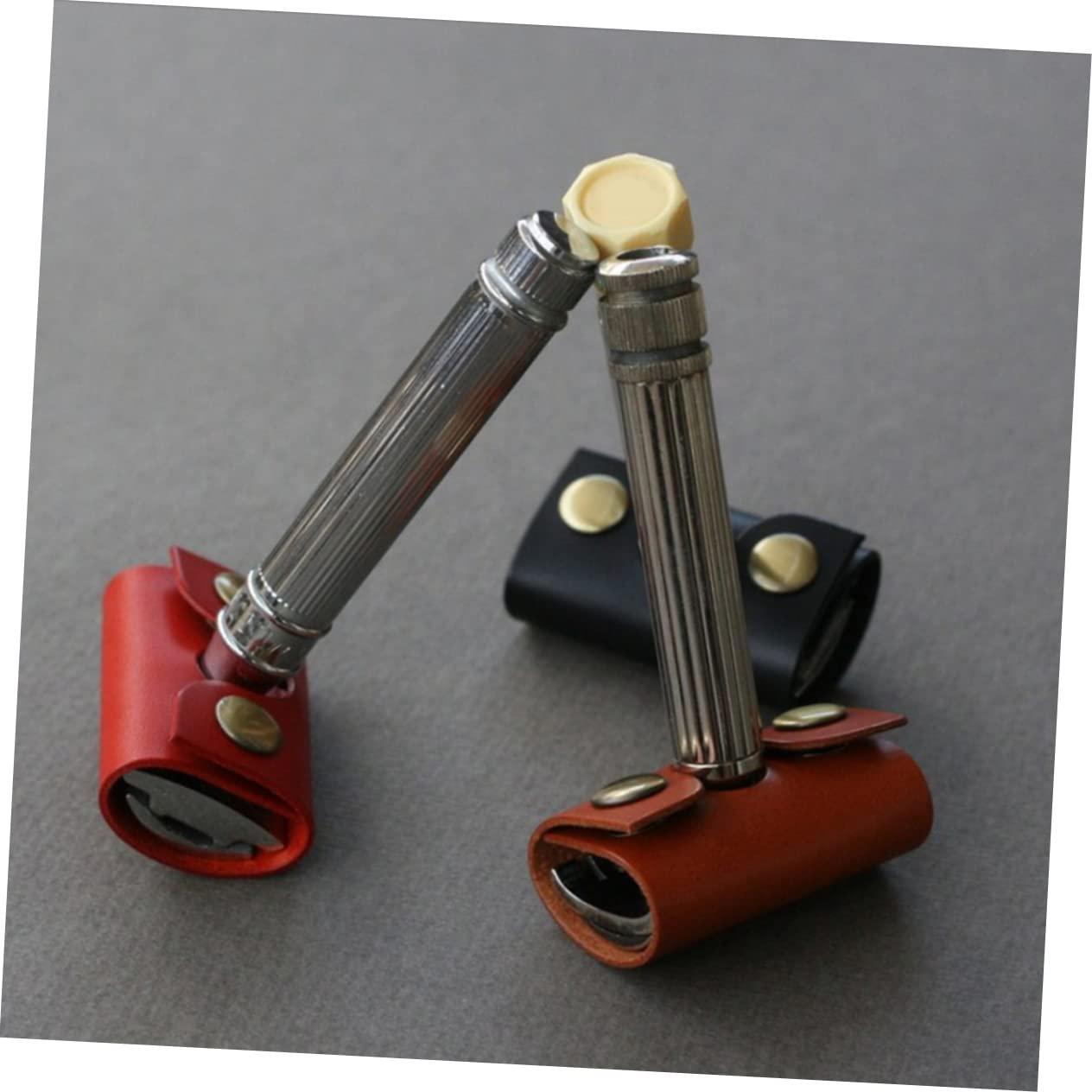 Mikinona Mikinona Safety Razor Covers 3pcs Razor Sleeve for Men Protective Cover Compact Travel Case Red Black Brown