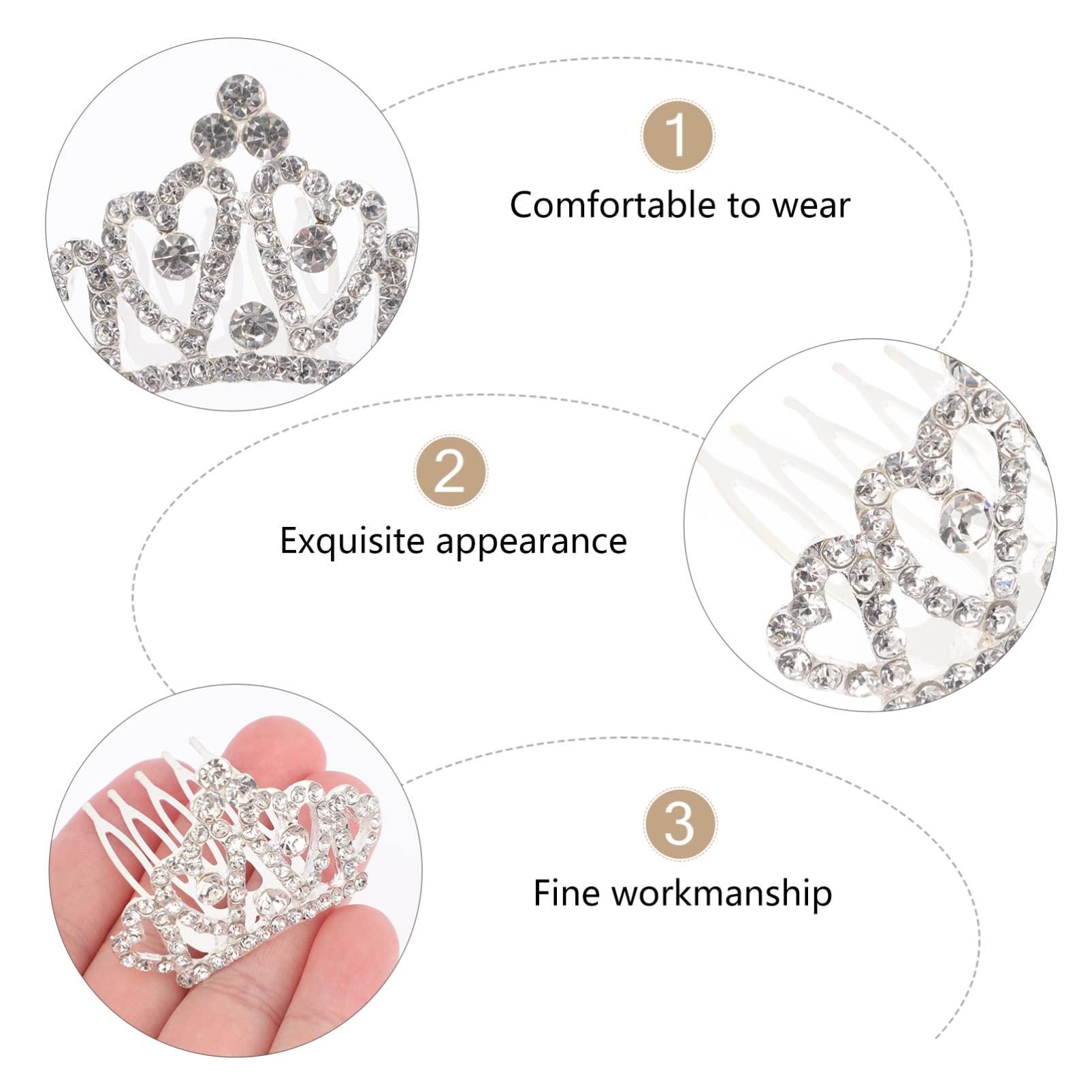 Lurrose Lurrose 4 Pcs Mini Tiara Hair Comb Princess Tiara Comb Princess Comb Shiny Rhinestone Tiara Crystal Rhinestone, Tiara Crystal Headband for Girls