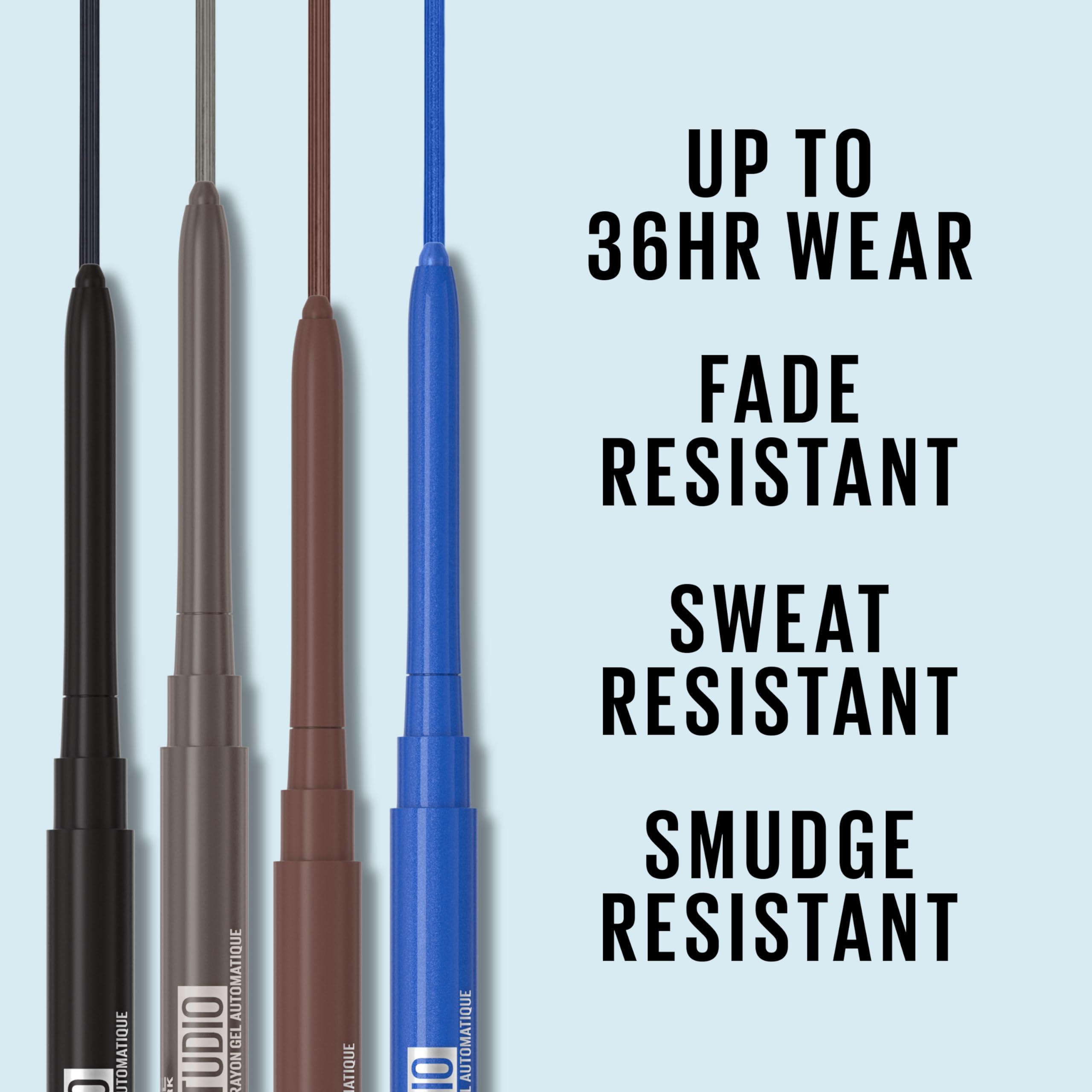 Maybelline New York Maybelline Tattoo Studio Automatic Gel Pencil Waterproof Eyeliner, Blendable, Smudge Resistant, Matte Eyeliner For Up To 36HR Wear, Midnight Mocha (Smokey Gray), Packaging May Vary