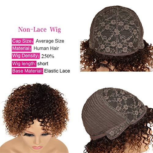 SSJFZM Malaysian Human Hair Wigs Short Curly Wet And Wavy Wig With Bangs Remy Full Wigs For Black Women Cheap Cosplay Wig Mix 1B 30