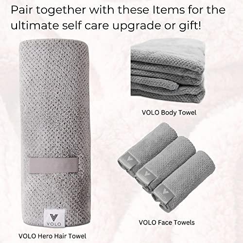 VOLO VOLO Luna Gray Spa Headband & Scrunchie Set for Women | Towel Hair Accessories for Makeup, Washing Face, Self Care & Skin Care | Ultra Soft, Absorbent & Stretchy | Perfect Pair Bundle | Microfiber