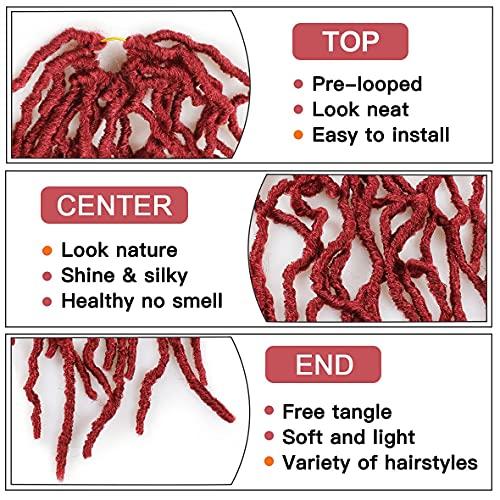 ZRQ ZRQ 30 Inch Faux Locs Crochet Hair, 6 Packs Pre-looped Red Goddess Locs Croceht Braids Synthetic Curly Wavy Burgundy Soft Locs Crochet Hiar Extensions BUG#