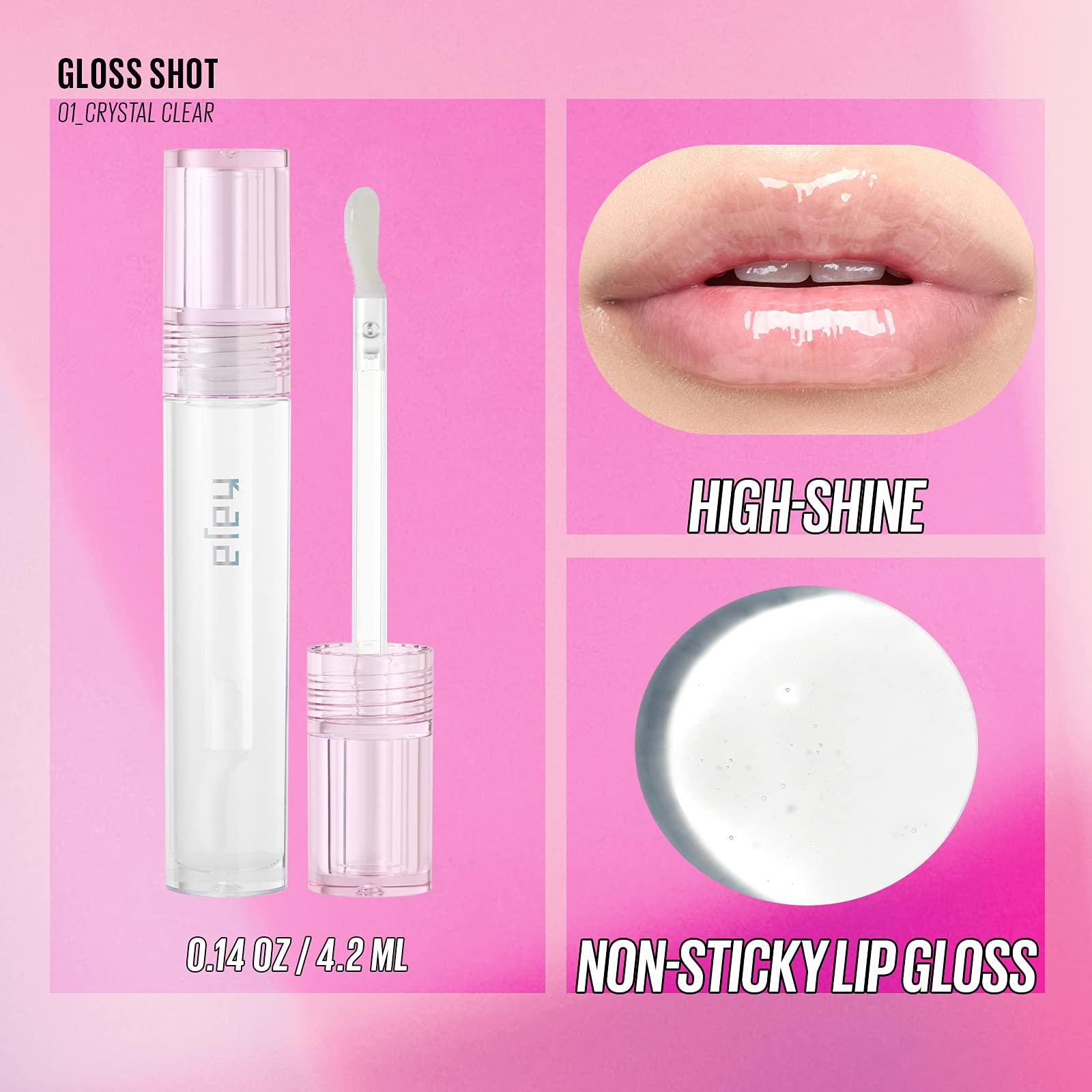 Kaja Kaja Lip Balm - Gloss Shot 01 Crystal Clear | High Shine, Non-Sticky, with Jojoba Oil, Sheer, Hydrating, Juicy, Plumper Looking, Non-irritating, Shea Butter, Nourishing Treatment, 0.14 FL Oz