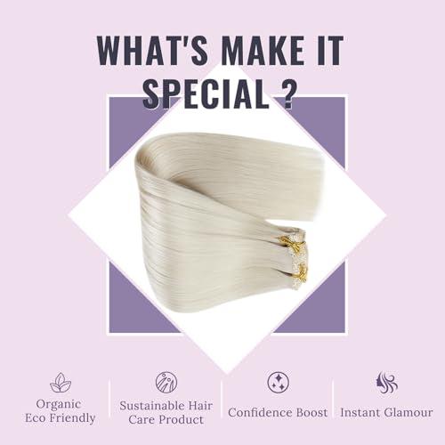 Fshine Fshine White Blonde Clip in Hair Extensions Human Hair 18 Inch Icy Blonde Remy Hair Extensions Clip in Remy Hair Clip in Human Hair Extensions Full Head 7pcs 135 Gram