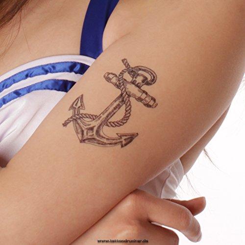 Tattoodrucker 2 x XL Anchor Tattoo - Pirates Tattoo - Navi Sailor Fake Temporary Tattoo (2)
