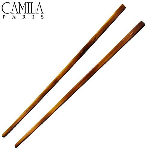 Camila Camila Paris AD28/2 French Twist Stick Hair Pin, Set of 2 Tortoise Shell, Girls Chopsticks Hair Pins for Girls Spiral Updo Chignon Bun Holder, Styling Hair Accessories for Women, Made in France
