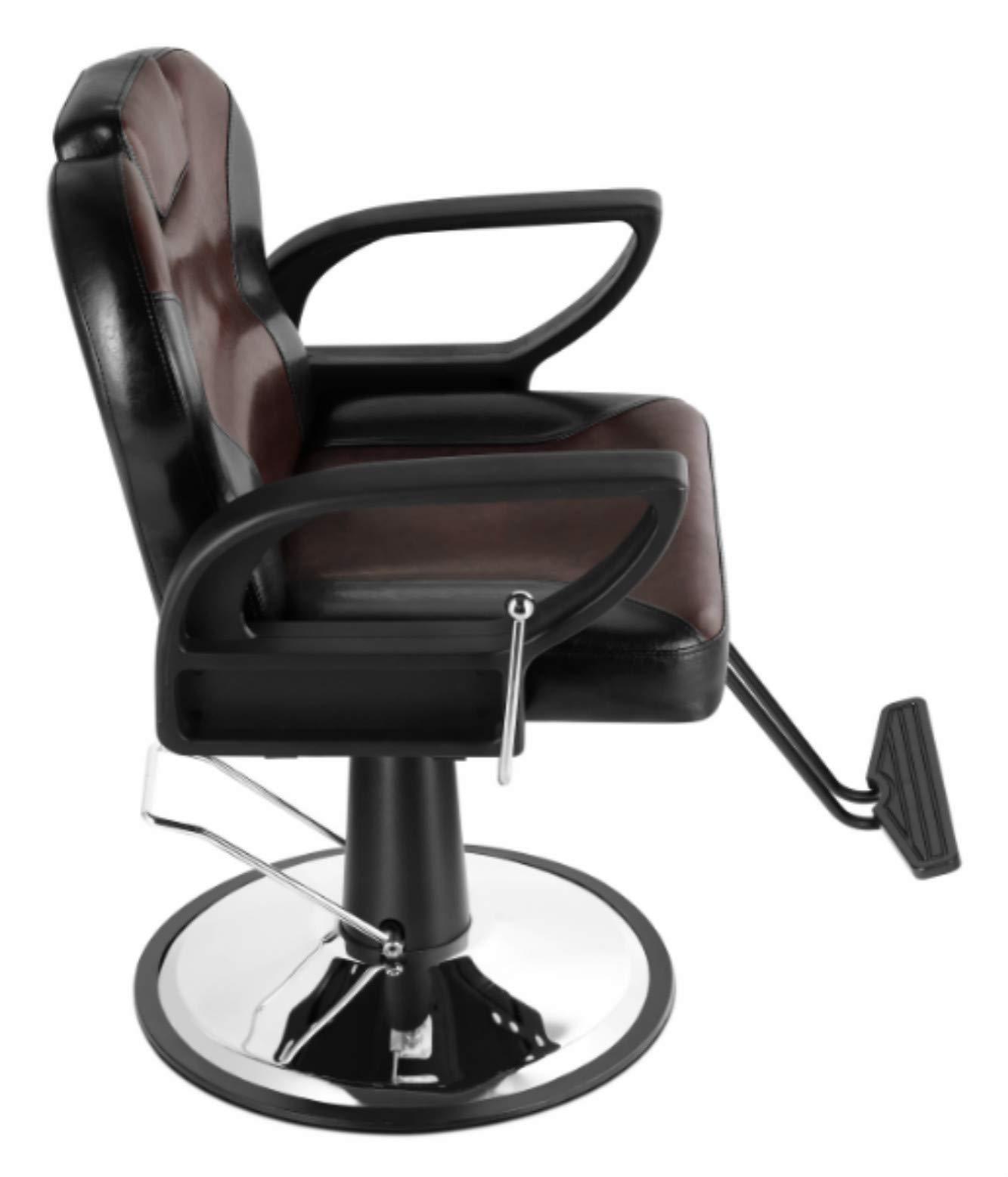 SALON STYLE() Salon Style 360 Degrees Rolling Swivel HydraulicBarber Chair with Movable Headrest All Purpose Salon Chair for Hair Stylist Tattoo Chair Reclining Barber Chair (Black & Brown)