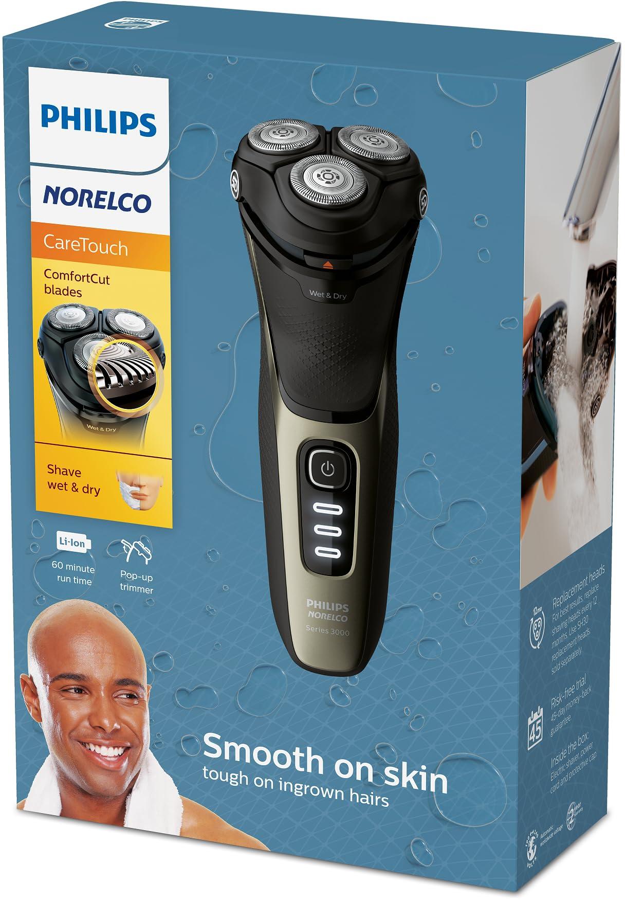 Philips Norelco Philips Norelco CareTouch Head Shaver, Rechargeable Wet & Dry Electric Shaver with Pop-Up Trimmer for Bald Men with Sensitive Skin and Scalp, S3210/51