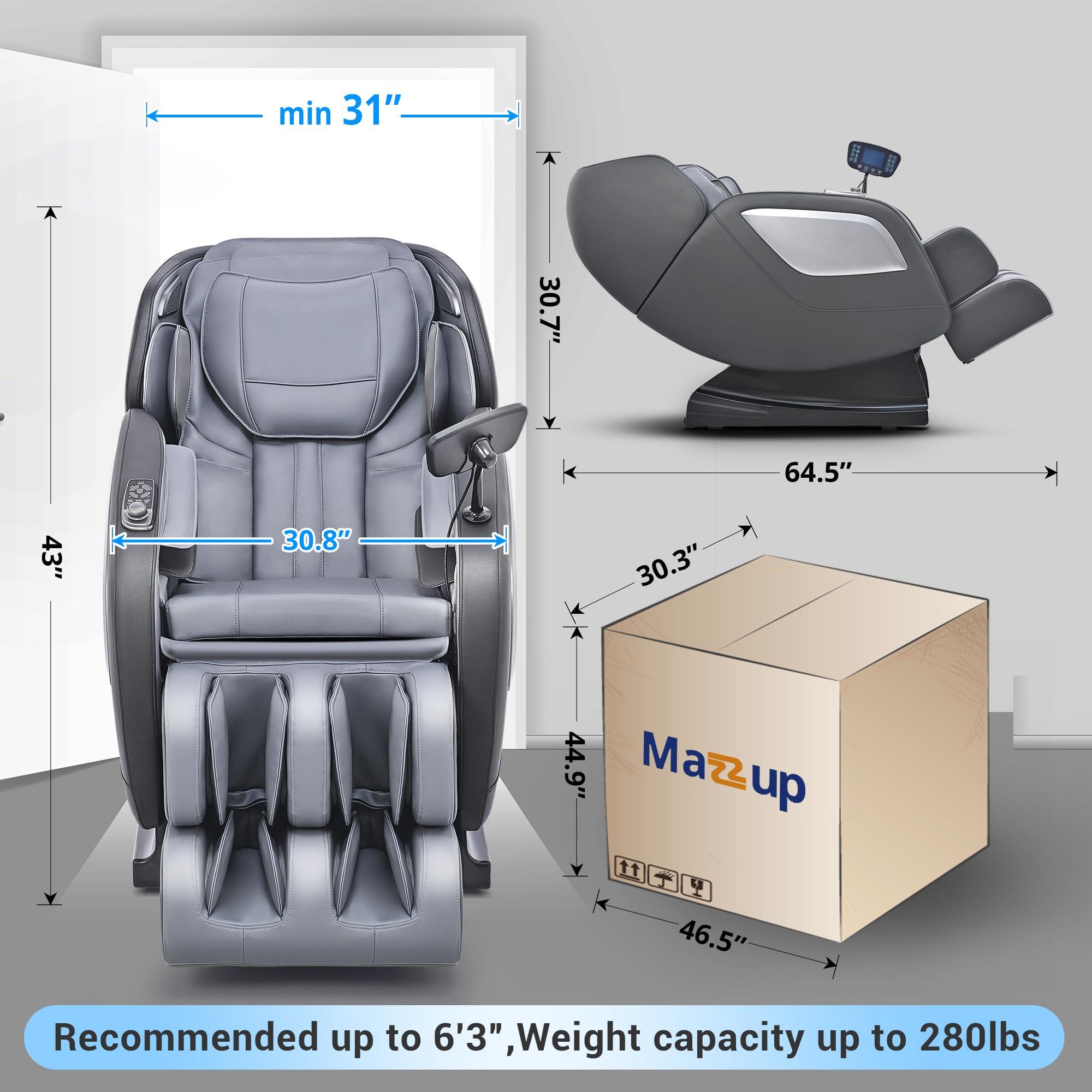Mazzup Mazzup Full Body Zero Gravity Shiatsu Massage Chair with Fully Assembled, LCD Screen, Shortcut Keys, USB Charging Port, Heat, for Loved Ones, Parents, Black