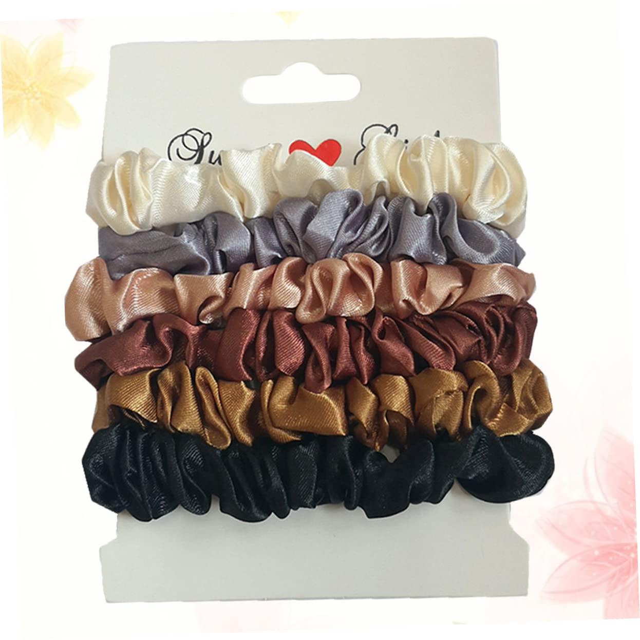 VINTORKY VINTORKY Chic Retro Hair Ties Set 12 Pcs Silk Satin Hair Bands for Girls Ponytail Holders Stretchy Elastic for Women