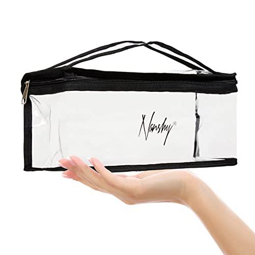 Nanshy Nanshy Clear Makeup Bags with Zipper - Organizer & Travel Toiletry Bag - Long & Large Bag with Handle for Easy Carrying - Transparent Clear Makeup Case & Cosmetic Bag - 11x4.5x4 In