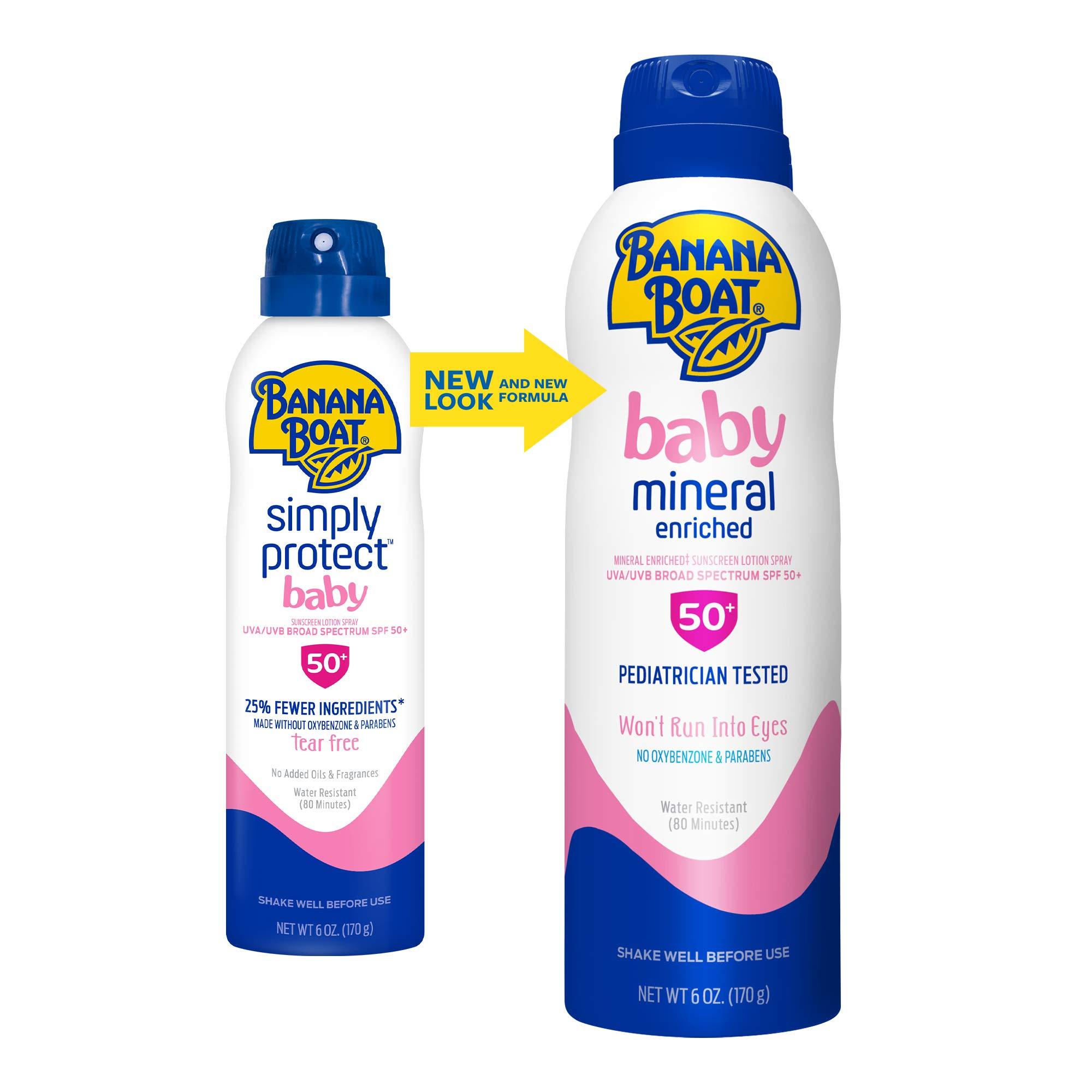 Banana Boat Banana Boat Baby Mineral Enriched Sunscreen Spray SPF 50, 6oz | Banana Boat Baby Sunscreen Spray, Sunscreen for Babies, Oxybenzone Free Sunscreen, Banana Boat Spray Sunscreen SPF 50, 6oz