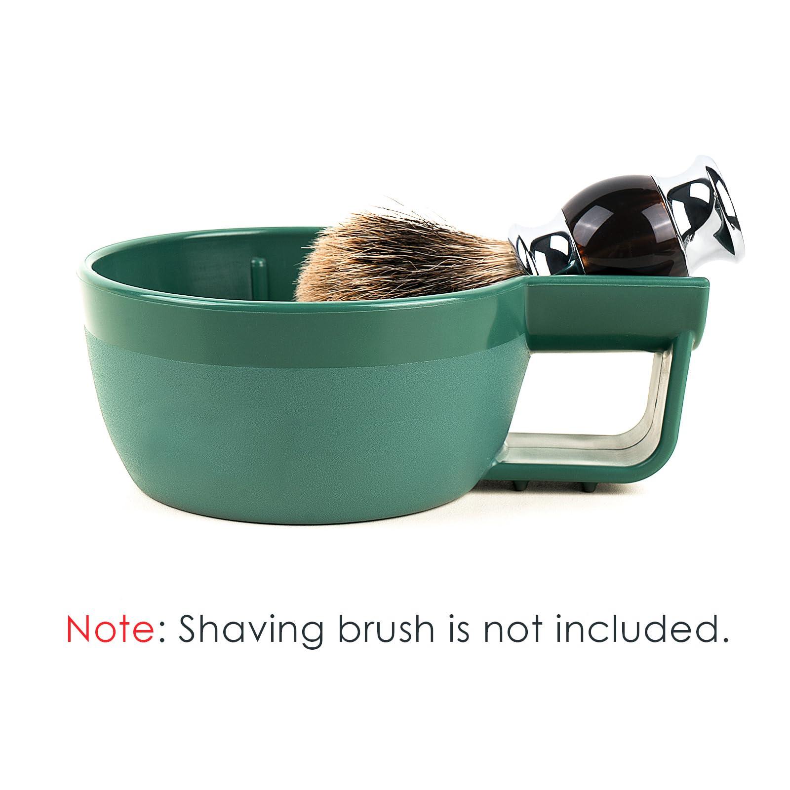 Linkidea Linkidea Plastic Shaving Soap Bowl with Non-slip Handle, Wide Mouth, Large Capacity, Easier to Lather Ridges, Wet Razor Shave Cream Bowl for Men (Green)