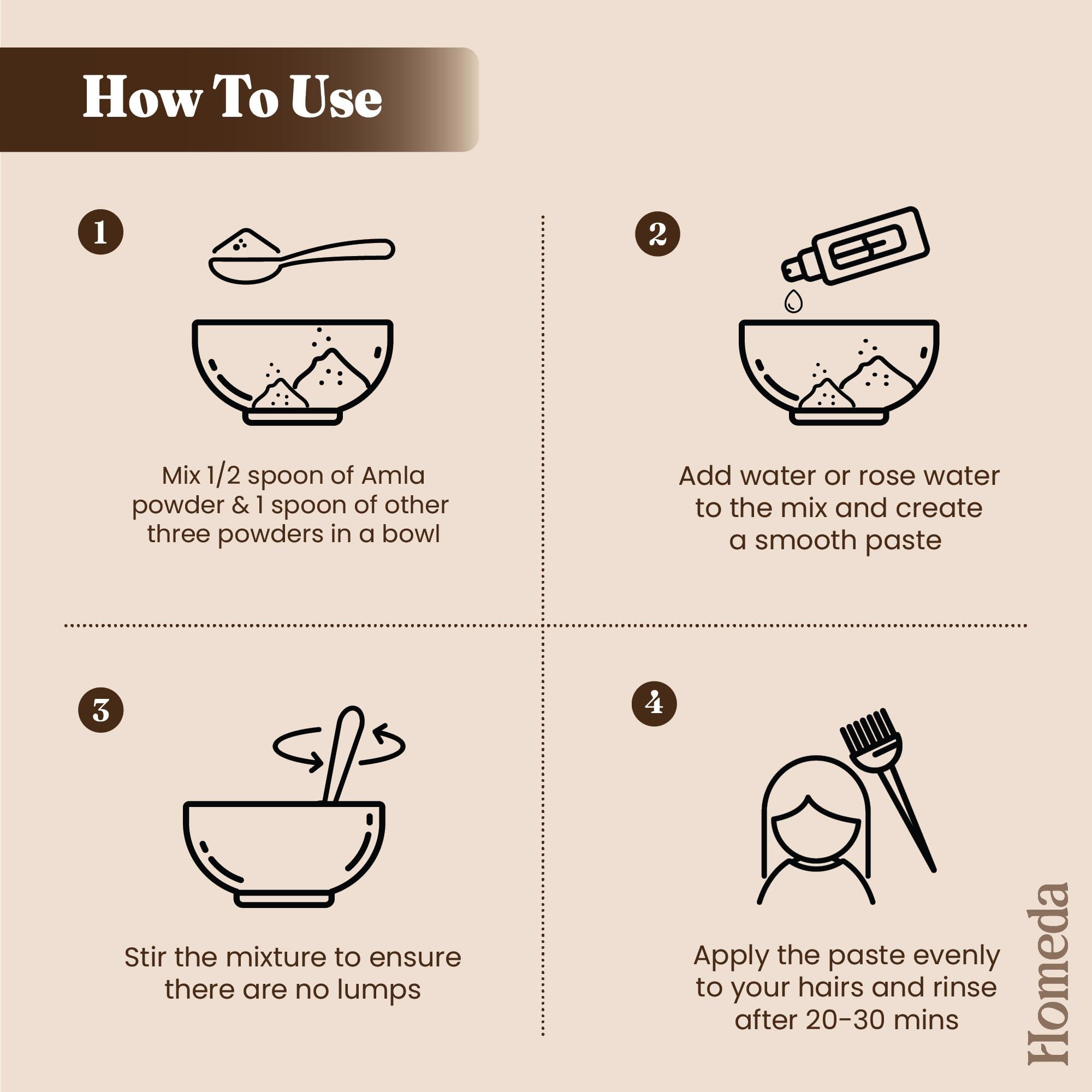 Shudh Online Herbal Hair Mask Powder Combo, Indian Ayurvedic Herbal Powder for Hair Growth (8.8oz, 250g), Organic Bhringraj, Hibiscus, Shikakai, Reetha, Amla Shampoo (1.76oz each)