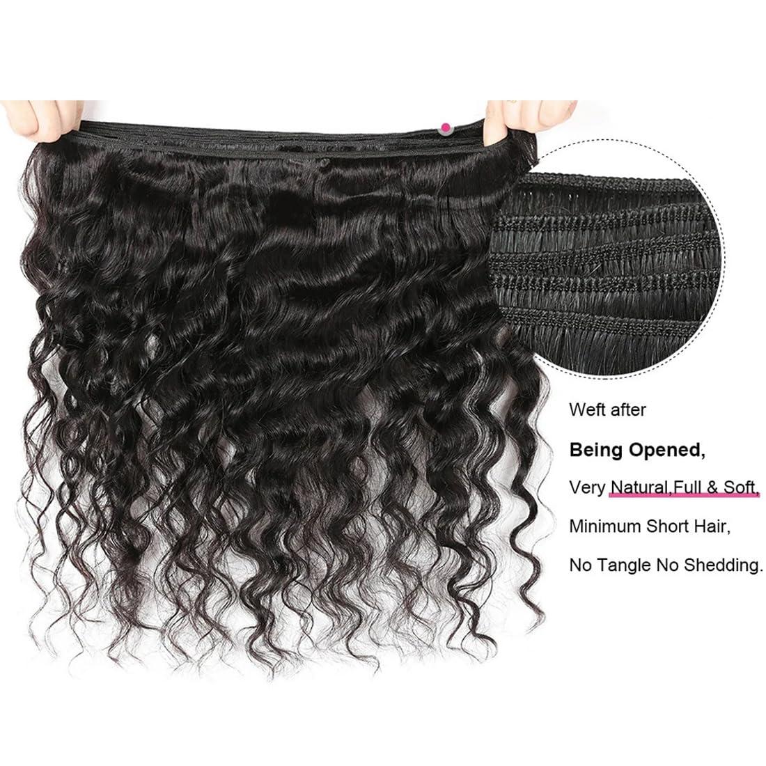Taziza Loose Deep Wave Bundles with Closure Human Hair(24 26 28+22 Inch,Free Part) Pre Plucked with Baby Hair 12A Loose Wave Bundles with 4X4 Closure Raw Human Hair Loose Deep Curly Bundles and Closure