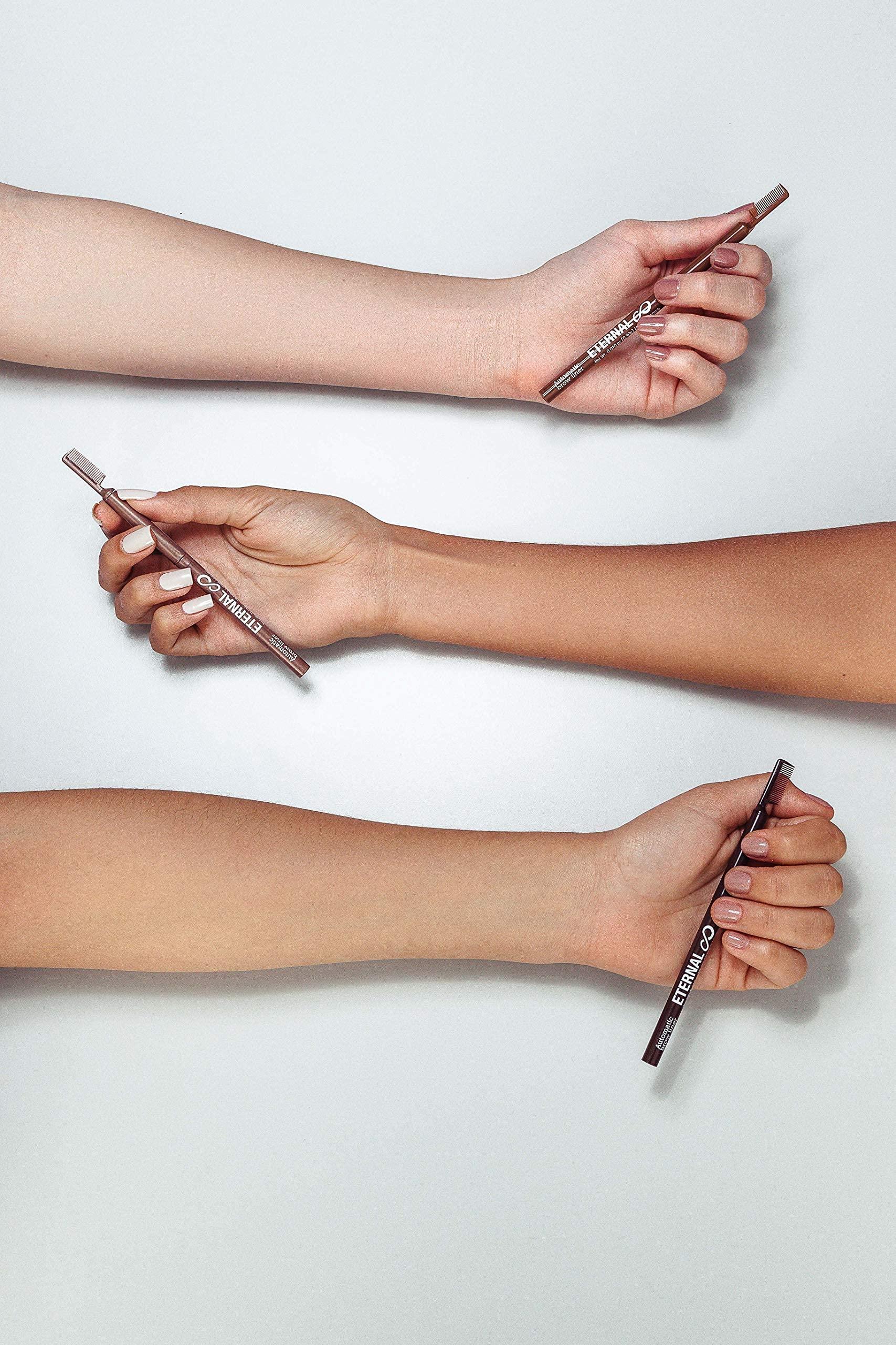 Eternal Eternal Automatic Water Resistant Eyebrow Liner with Shaping Comb – Long Lasting, Professional and High Precision Brow Definer with No Sharpening, Retractable Twist Up Mechanism (Medium Brown)