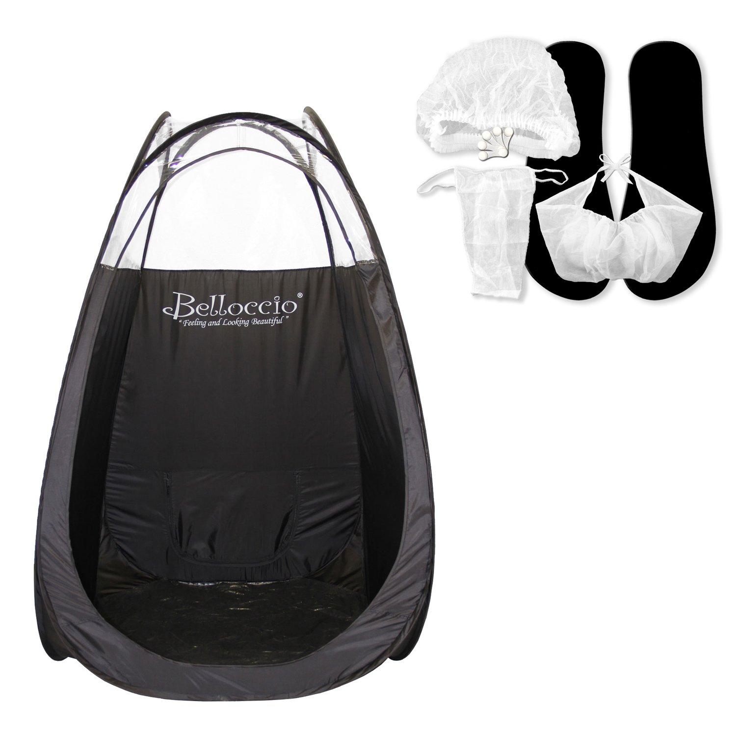 Belloccio Belloccio Premium T75 Sunless HVLP Turbine Spray Tanning System; Simple Tan 4 Solution Variety Pack, Tent, Accessories & Video Link