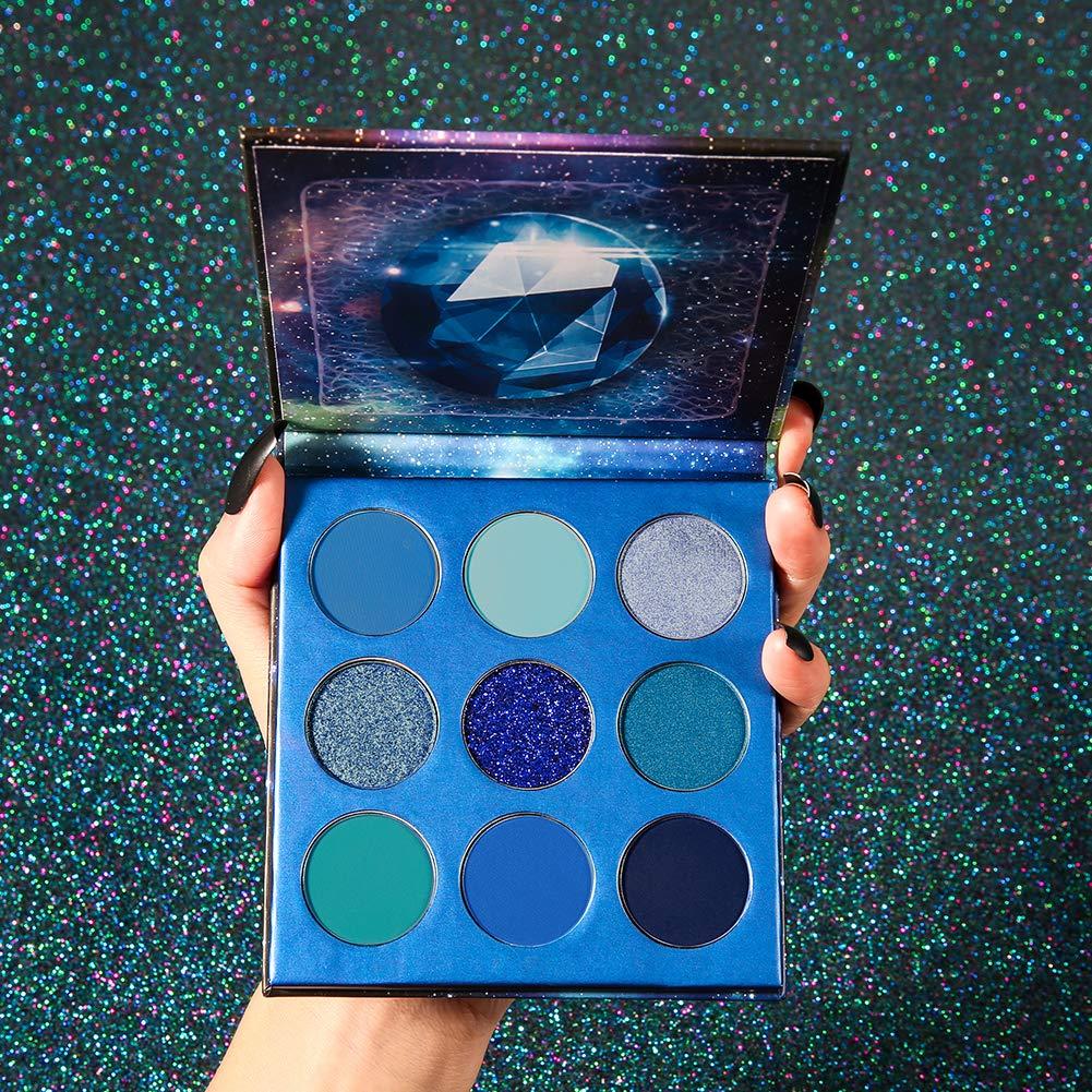 docolor docolor Blue Eyeshadow Palette 9 Colors Gemstone Shadow Palette Highly Pigmented Mattes Shimmers Colourful Makeup Palette and Black Eyeliner Gel Pen Pigmented Waterproof Smudge-proof Eyeliner Pencil