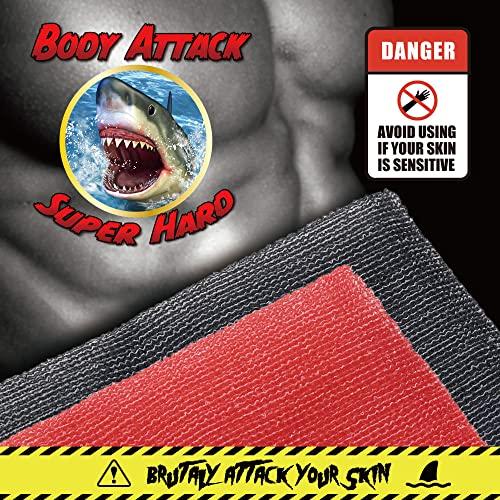 Terra Distribution Extra Rough, Exfoliating Washcloth [Made in Japan] Exfoliating Towel Special Texture Makes Fluffy Foam Lather, Back Scrubber, Dead Skin Cell Remover [Loofah for Women and Men] (2pcs Set(Red, Gray))