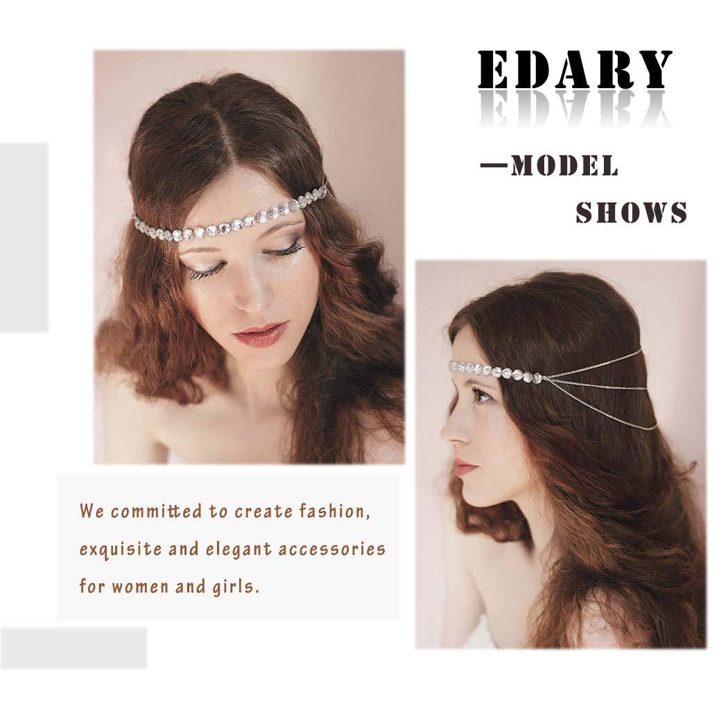 Edary Edary Boho Crystal Head Chain Tassel Headband Wedding Headpiece Hair Jewelry Accessory for Women.