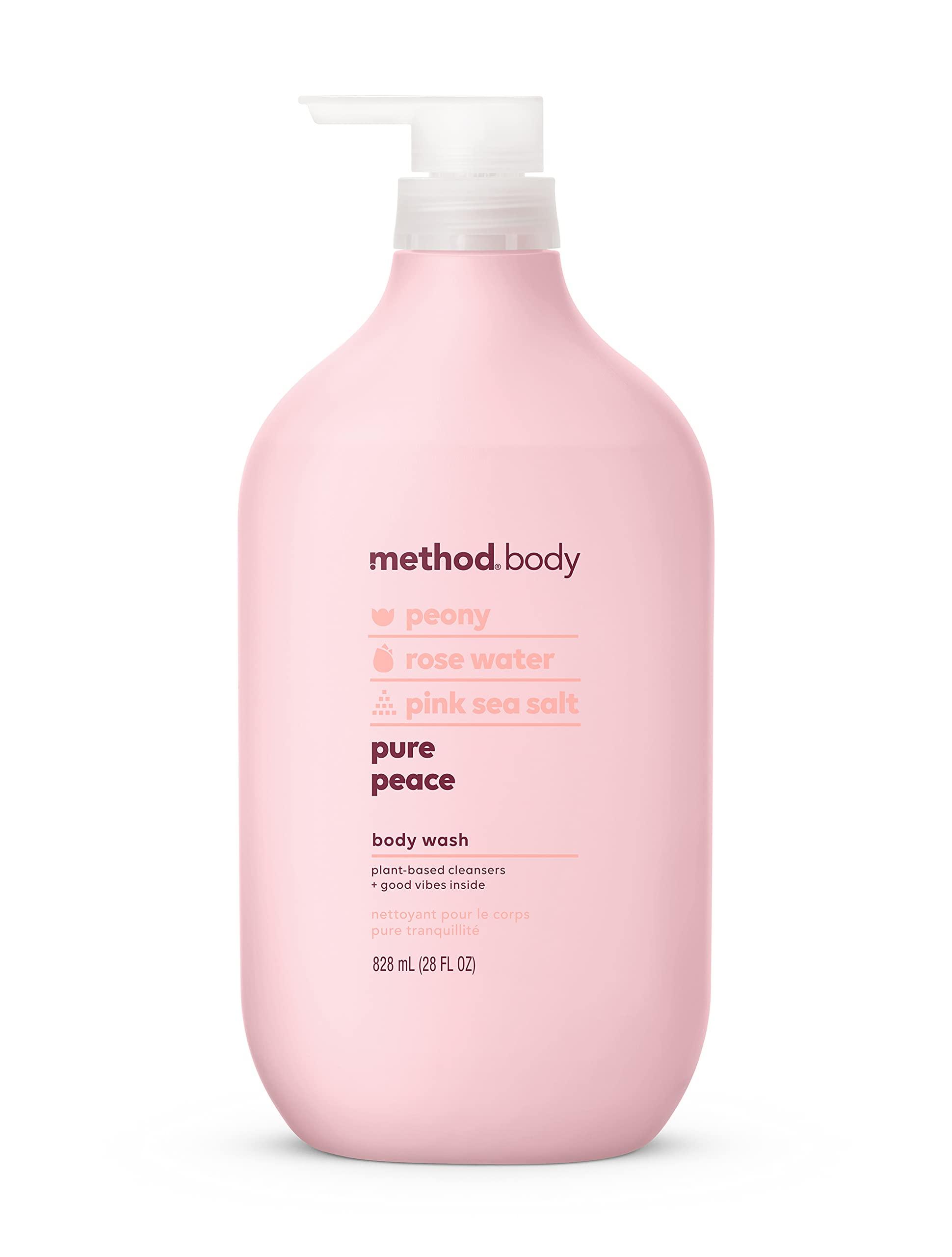 Method Method Body Wash (28 oz) and Shampoo (14 oz) Pure Peace Paraben-Free Peony Rose Water Pink Sea Salt