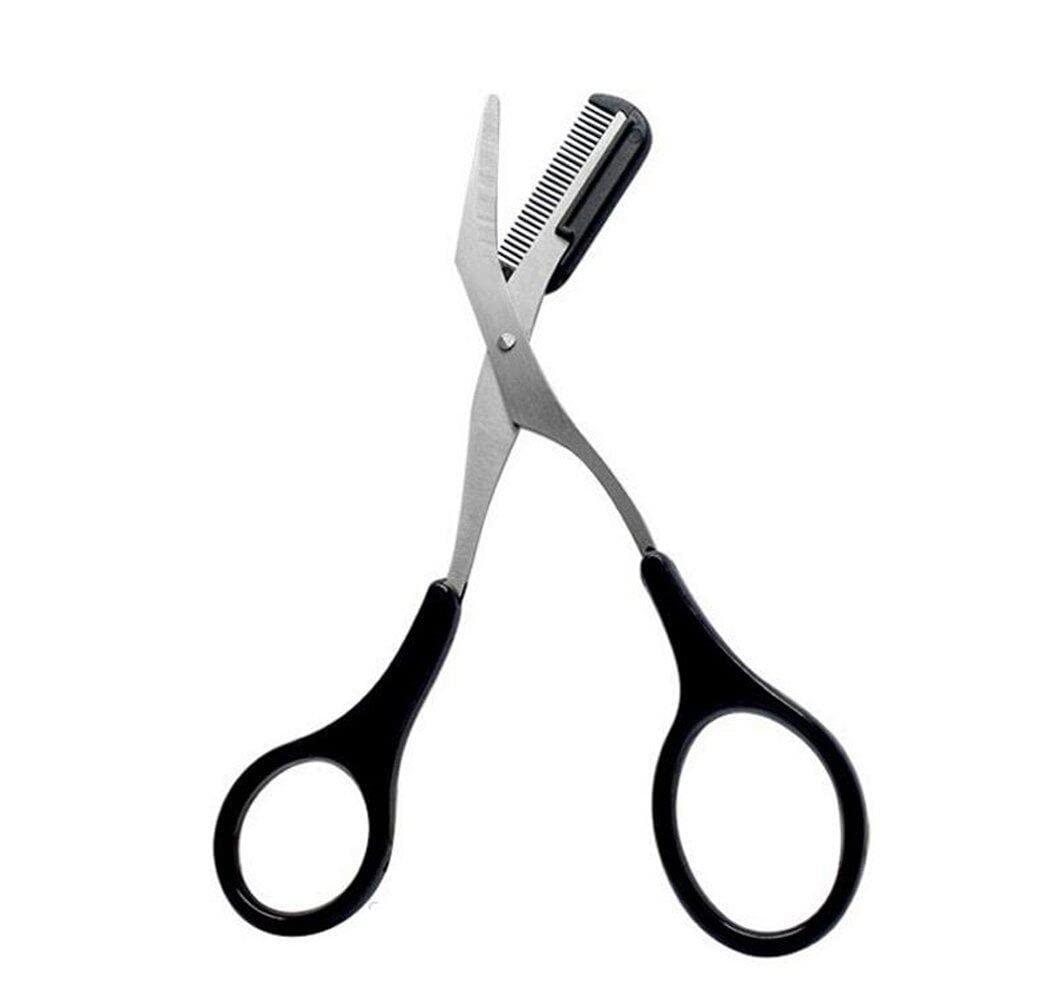 vipolish 1PCS Professional Precision Eyebrow Trimmer Men Eyebrow Shear Scissors With Comb and Non Slip Finger Grips Eyelash Hair Scissors Cutter Remover Tool Eyebrow Grooming Tool