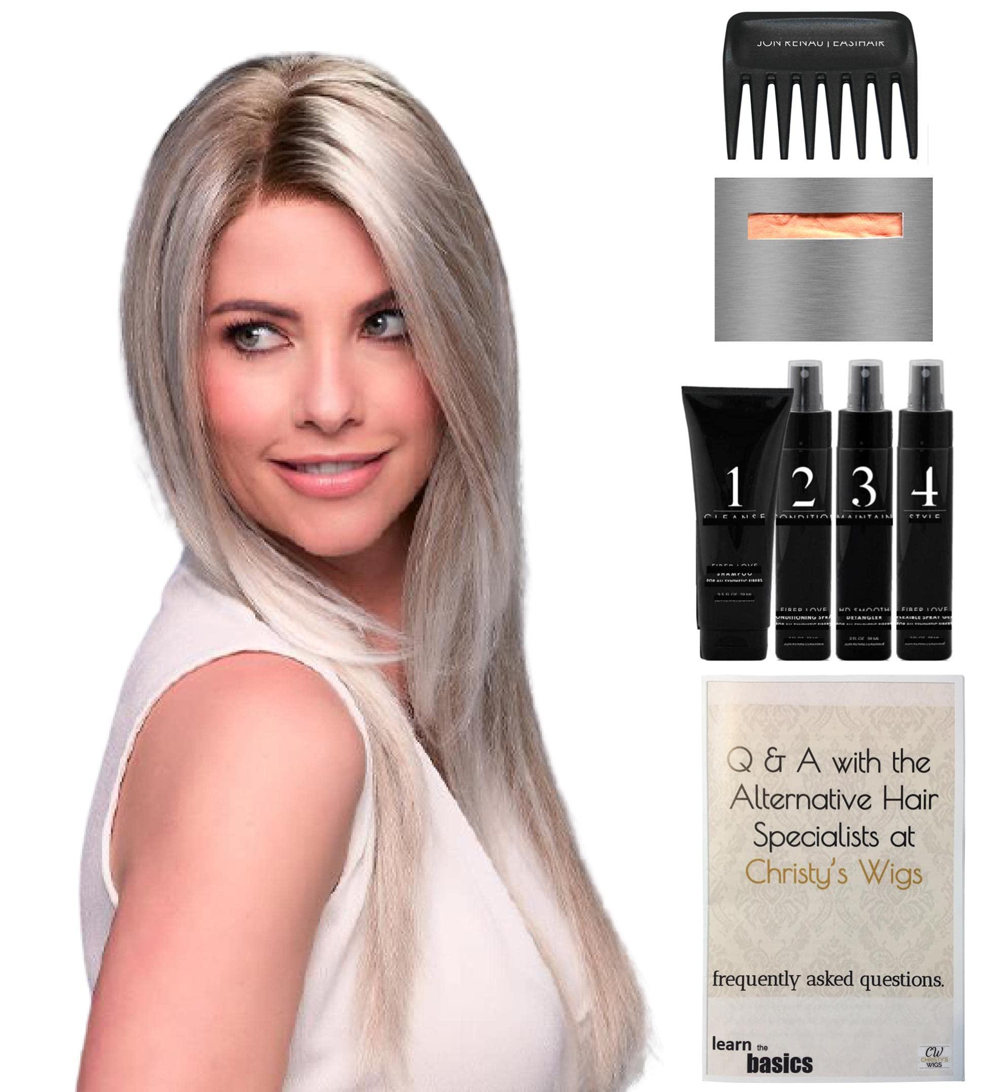 Jon Renau & Christy's Wigs Bundle - 8 Items: Zara Lite by Jon Renau, Christy\'s Wigs Q & A Booklet, 2oz Travel Size Wig Shampoo, Conditioning Spray, Flexible Spray, HD Smooth, Wide Tooth Comb & Wig Cap - Color: 24B22