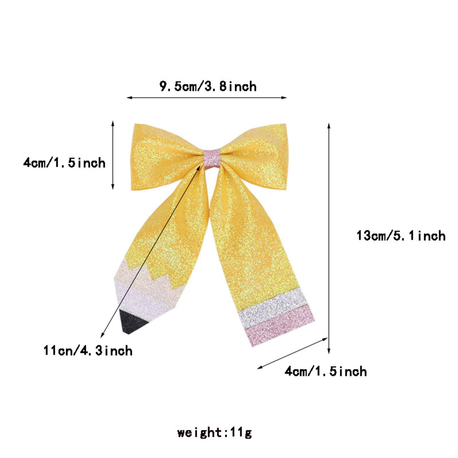 HOXIEYA Yellow Pencil Bows Hair Clip Back to School Hair Bows Clips Cheer Hair Accessories for Women Toddler Teen Girls Teachers Students Hair Clip Party Outfit Decoration(B-Medium -1pcs)