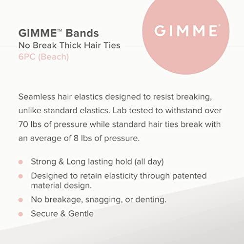 GIMME Gimme Beauty - Thick Fit Hair Bands - Beach - Damage Free Hair Ties - Made with Seamless Microfiber Elastics - Thick + Curly Hair Accessories - No Snagging, Dents, or Breakage (6 Count)