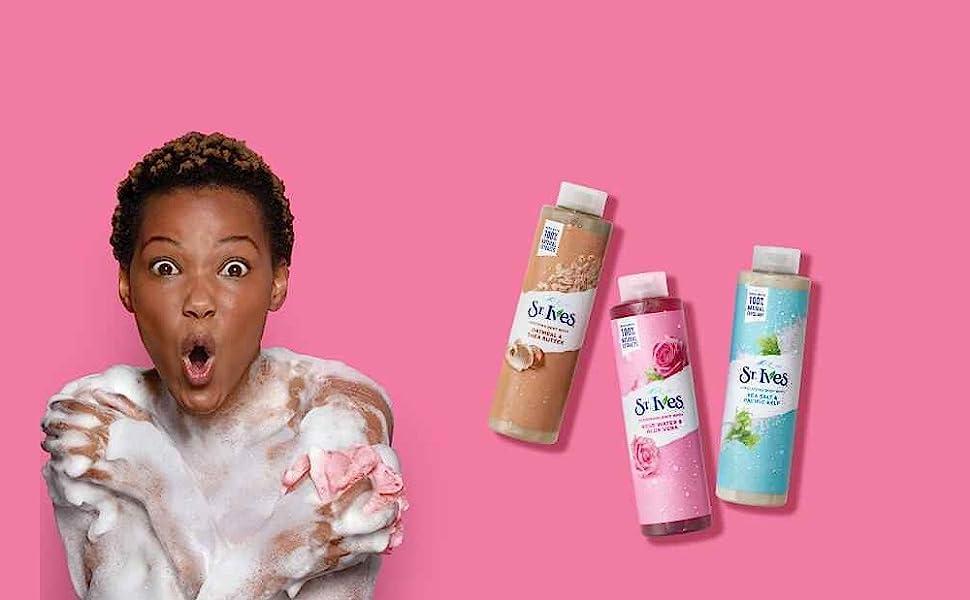 St. Ives St Ives Body Wash, Shooting Body Wash, Oatmeal & Shea Butter, Sea Salt & Pacific Seaweed, Exfoliating, Natural Extracts, 650 ml each, 2 Pieces