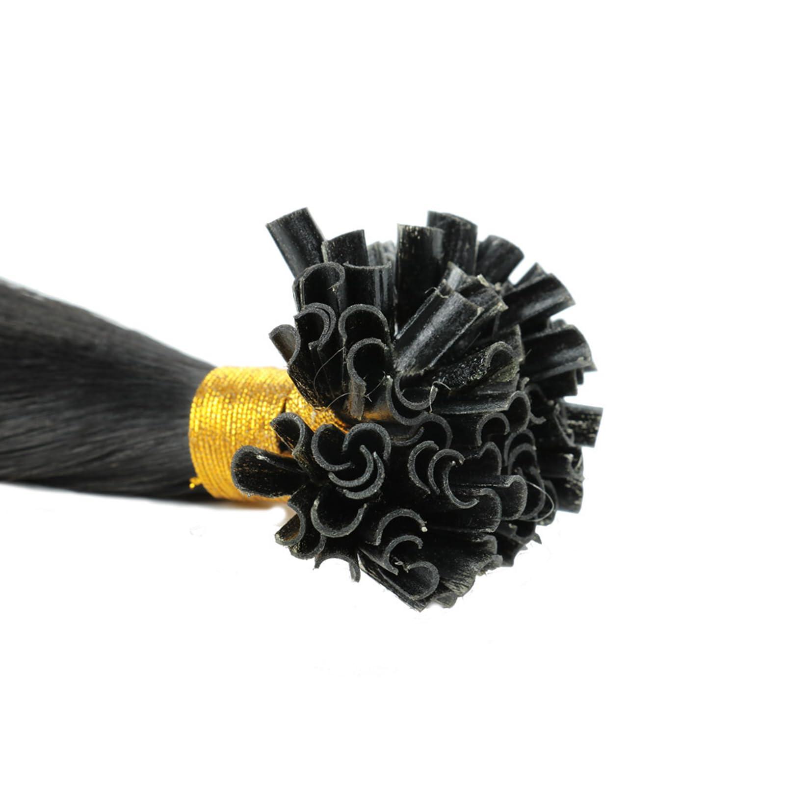 RIBONI U Tip Hair Extensions Real Human Hair Pre Bonded Hair Extensions Keratin U Tip Hot Fusion Hair Extensions U Tips Hair, 22Inch 100 Strands 50g Black