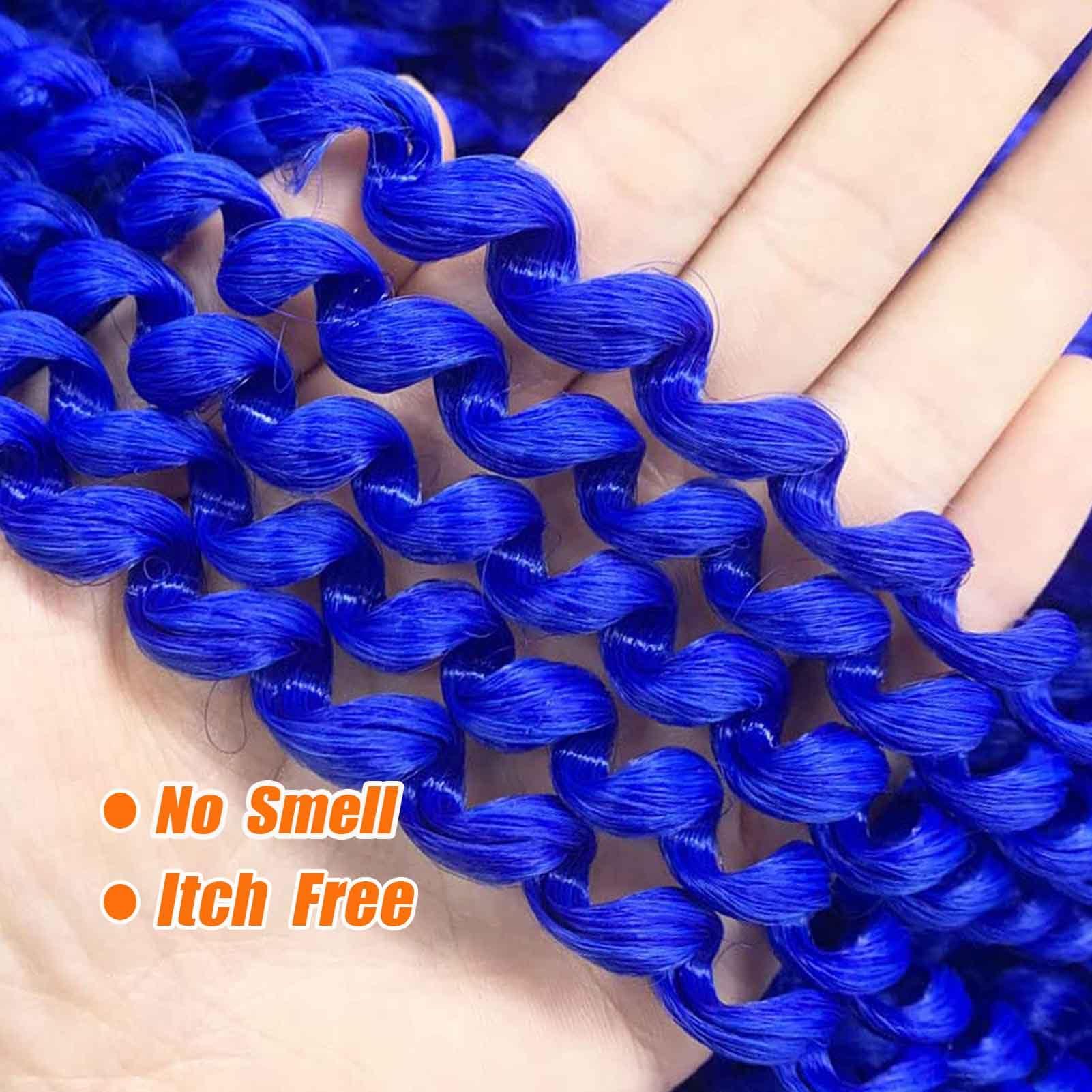 RENJOING Blue Passion Twist Hair 30 Inch 2Packs Blue Water Wave Crochet Hair for Passion Twists Long Bohemian Braiding Protective Style Hair Extensions (30 Inch, 2 Packs, Blue#)