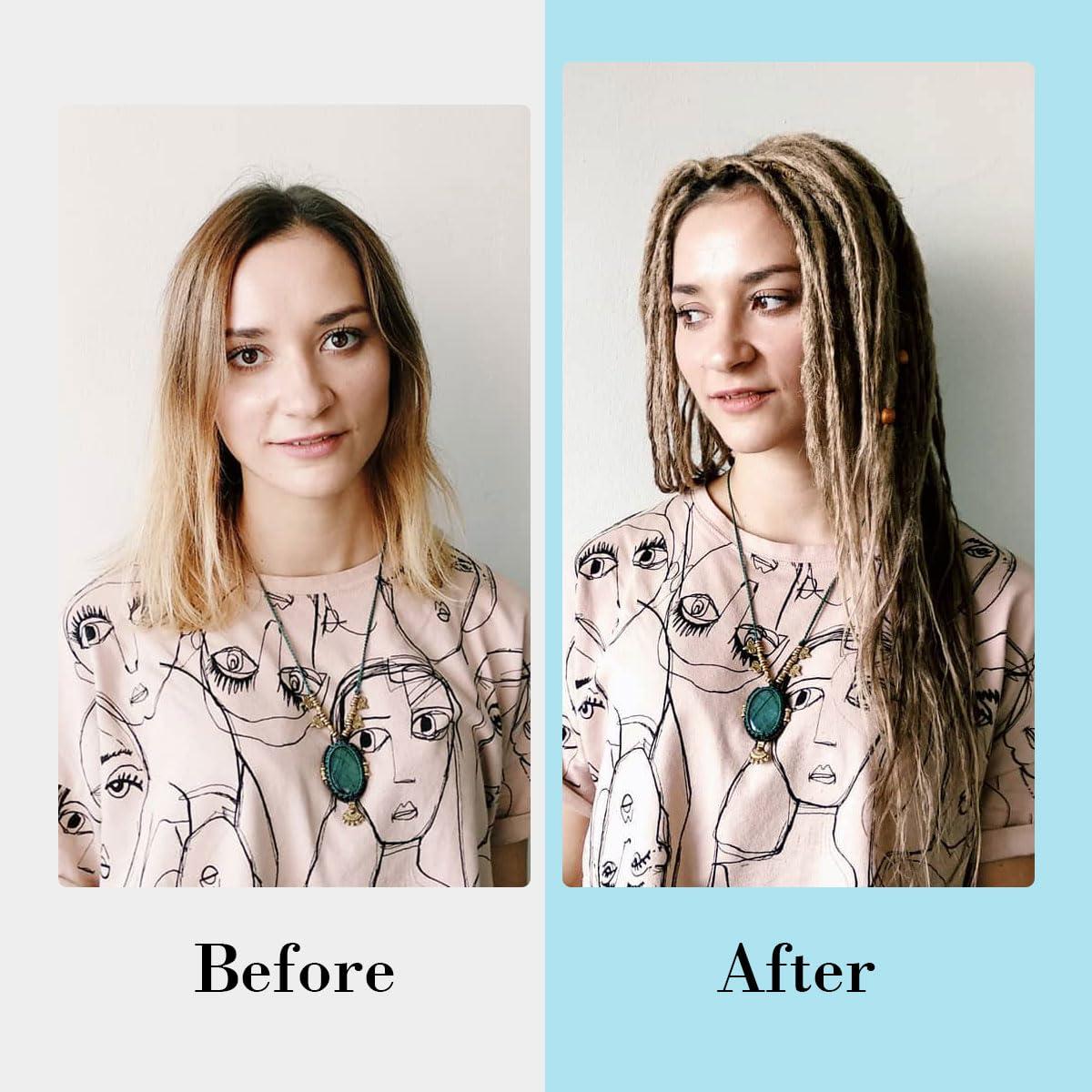 Sangtok Sangtok 15 pcs Double Ended Dreadlock Extensions, 24 inch Teal Green Dreads Extensions Thin 0.6cm Fake Dreadlocks, DE Synthetic Dreadlock Extensions Reggae Hippie Ombre Dreads for Women