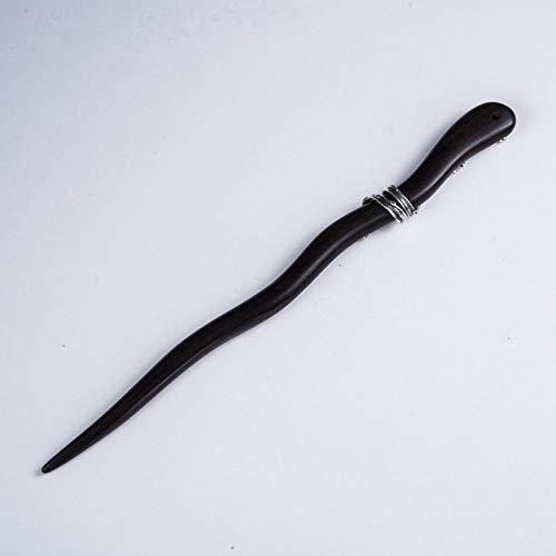 WCKJ Wooden Hair Sticks for Women,Chinese Japanese Retro Sandalwood Hair Pin Accessories 925 Sterling Silver Flower Rhinestone Hanfu Wood Hair Chopsticks for Women Hair Accessories